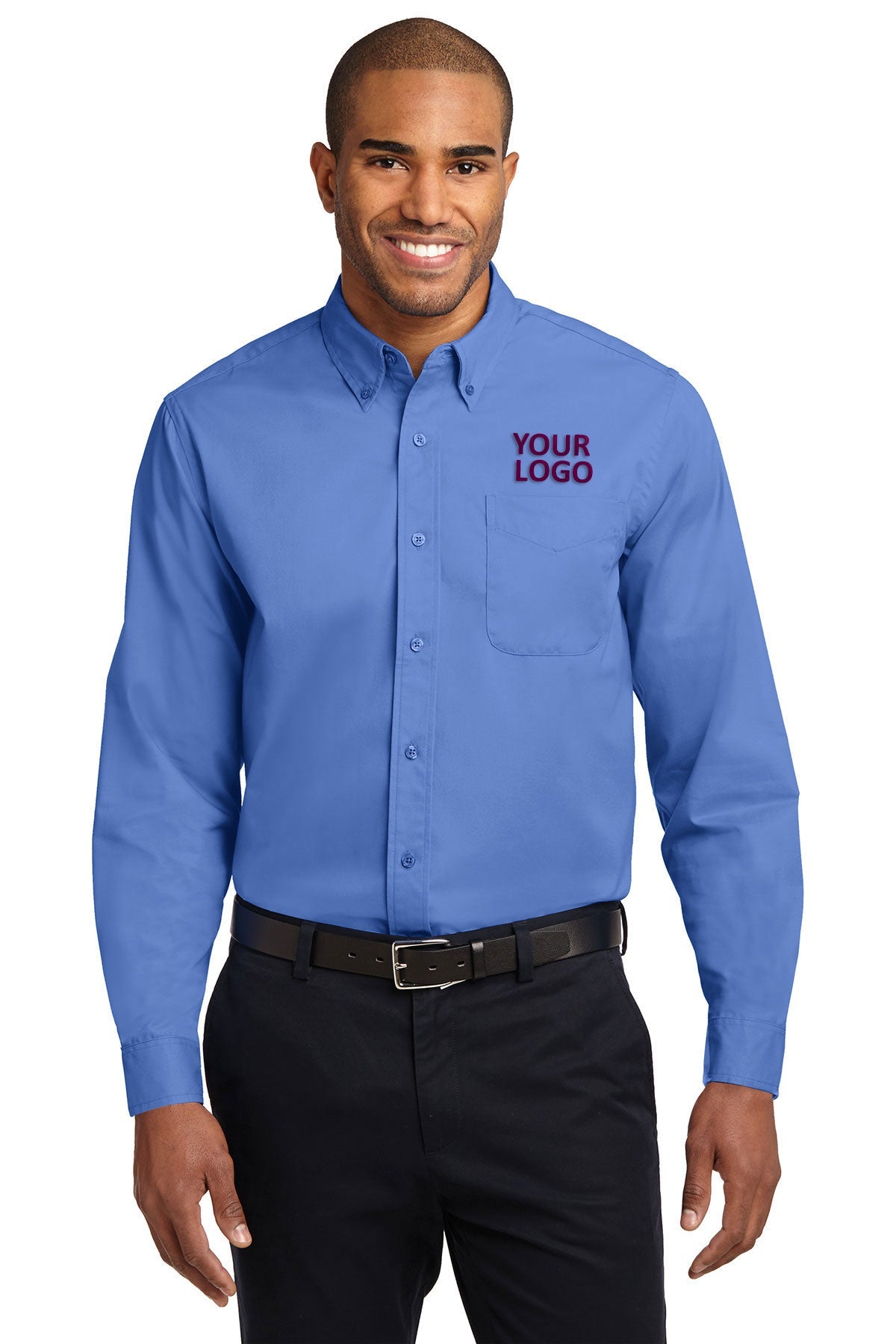 Port Authority Ultramarine Blue TLS608 work shirts with logo