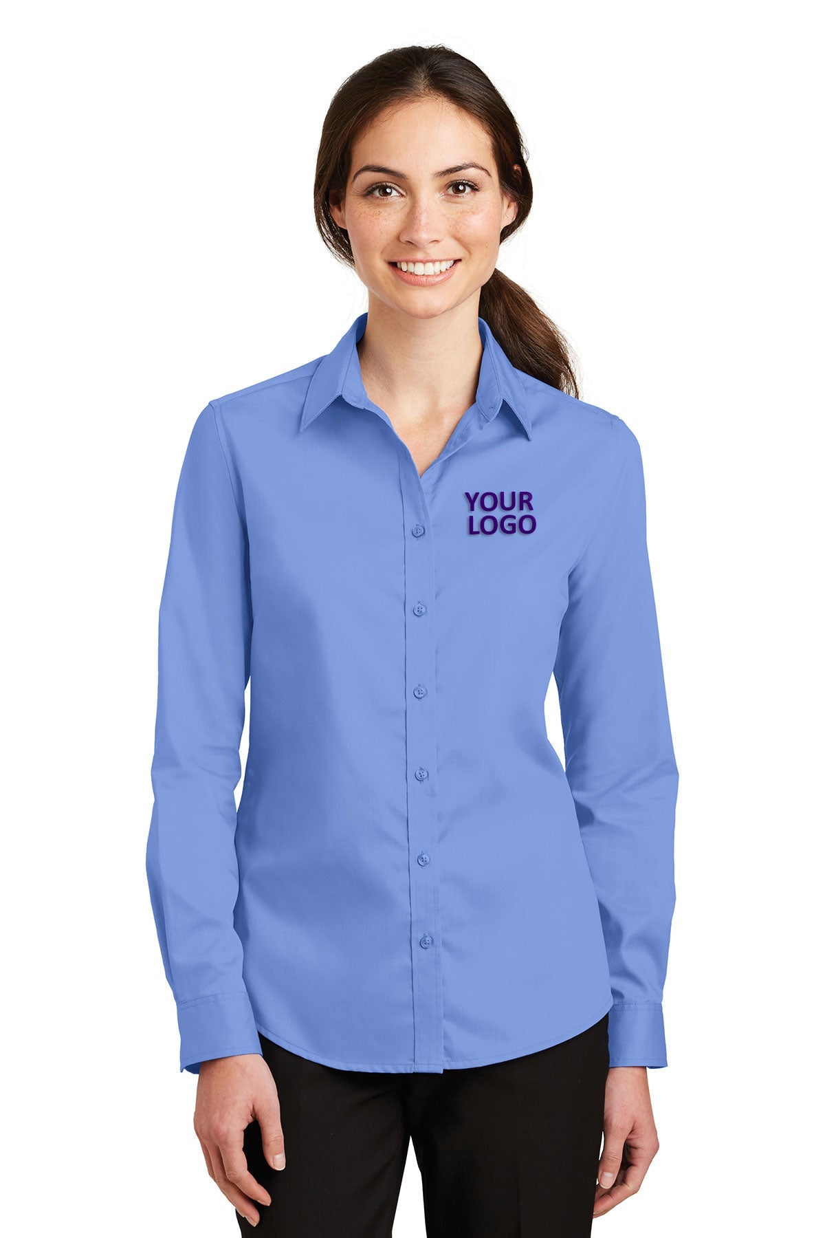 Port Authority Ladies SuperPro Twill Shirt L663 Ultramarine Blue