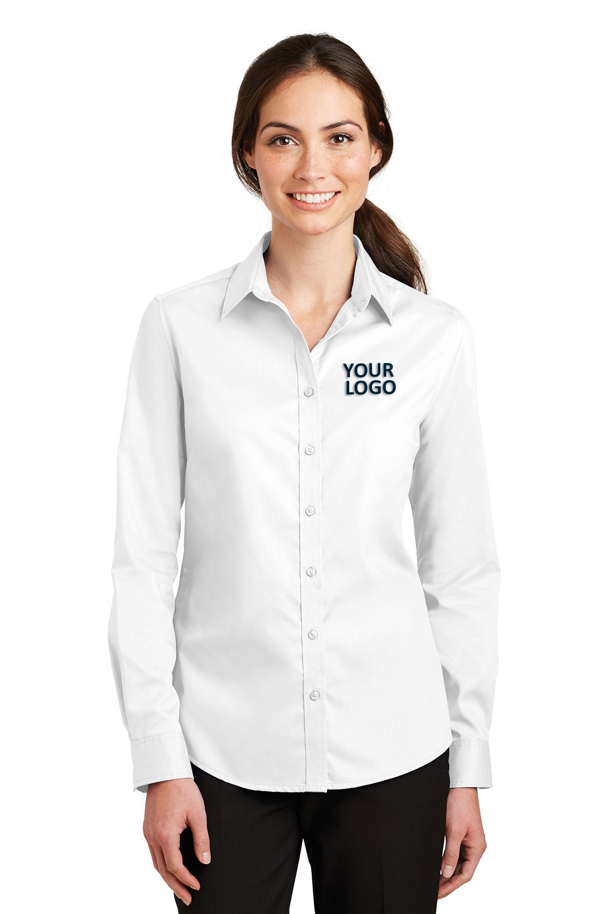 Port Authority White L663 custom work shirts