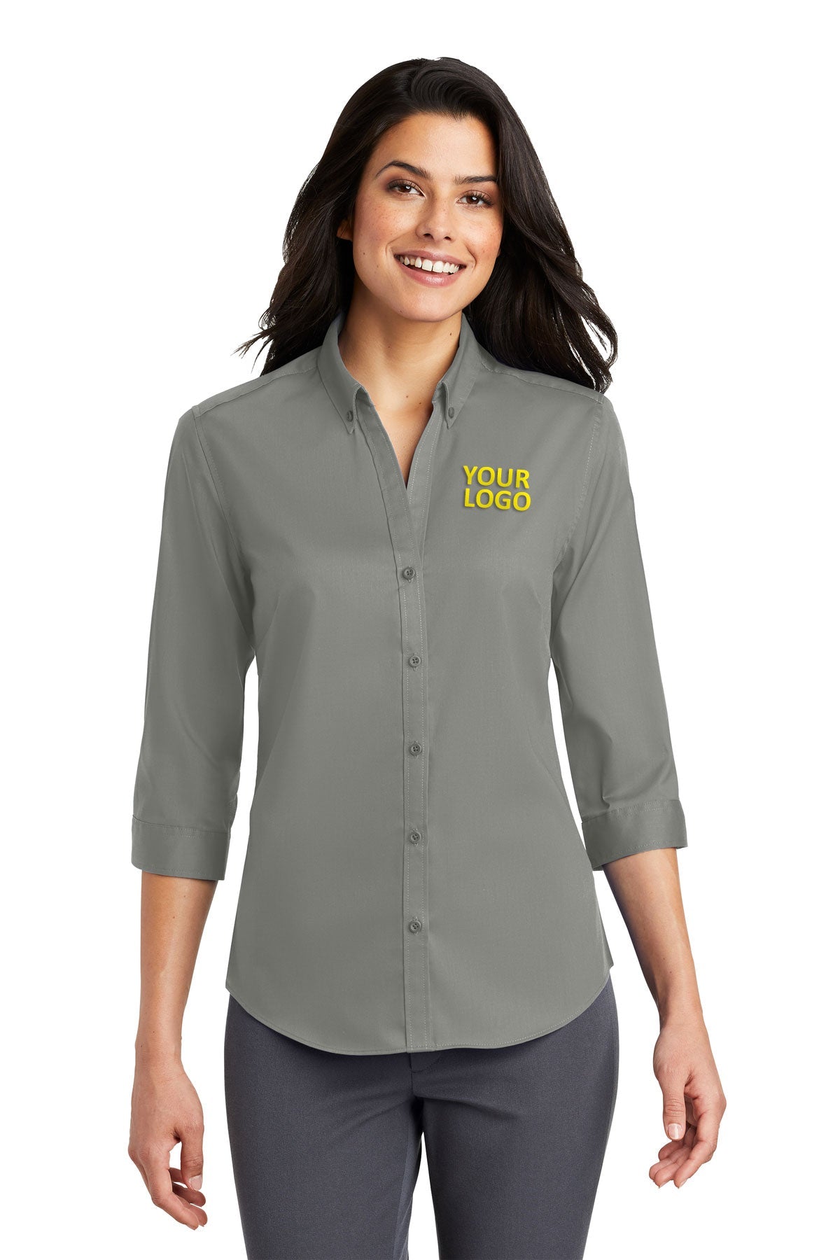Port Authority Monument Grey L665 work shirts with logo