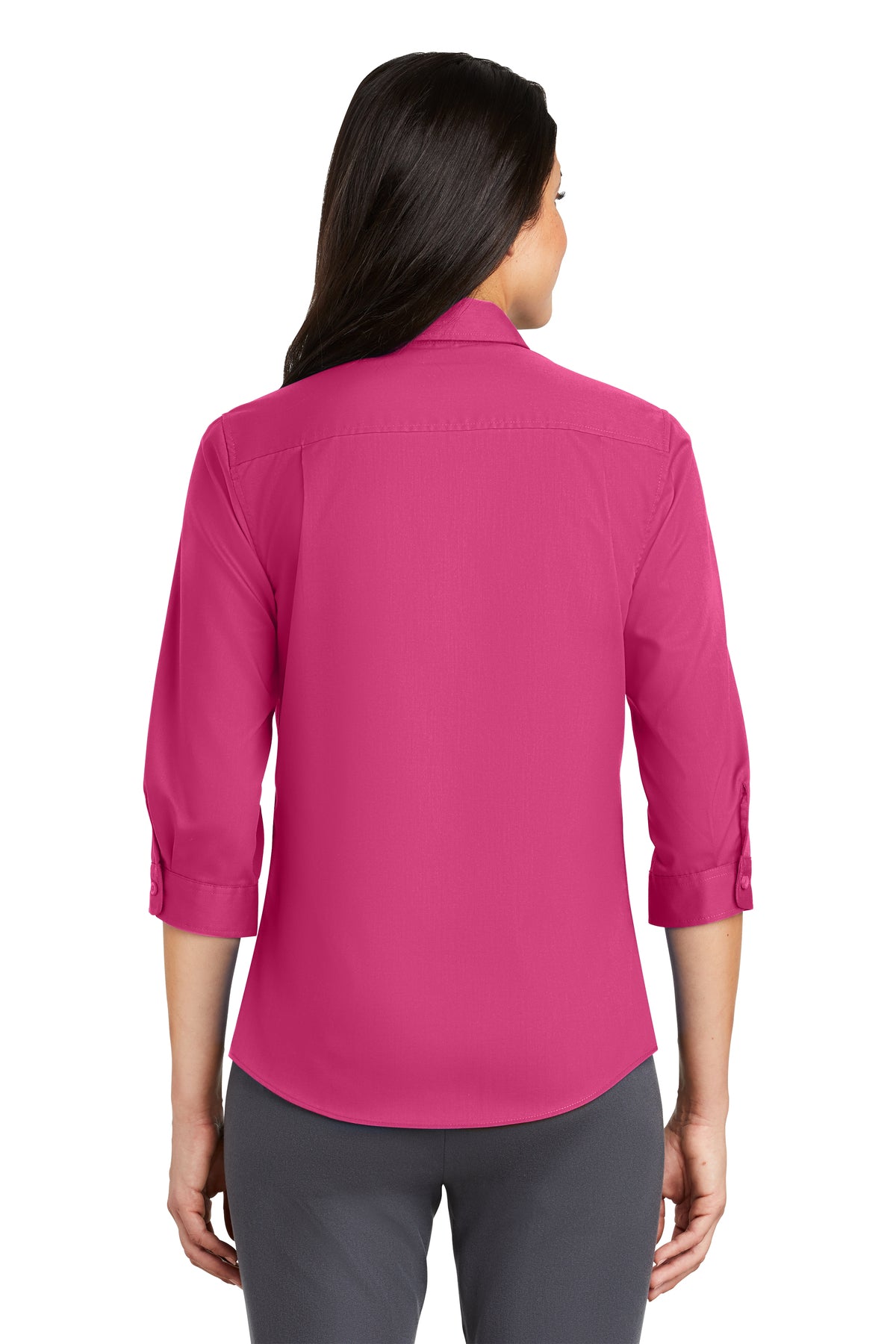 Custom Port Authority Ladies 3/4-Sleeve Shirt Pink Azalea