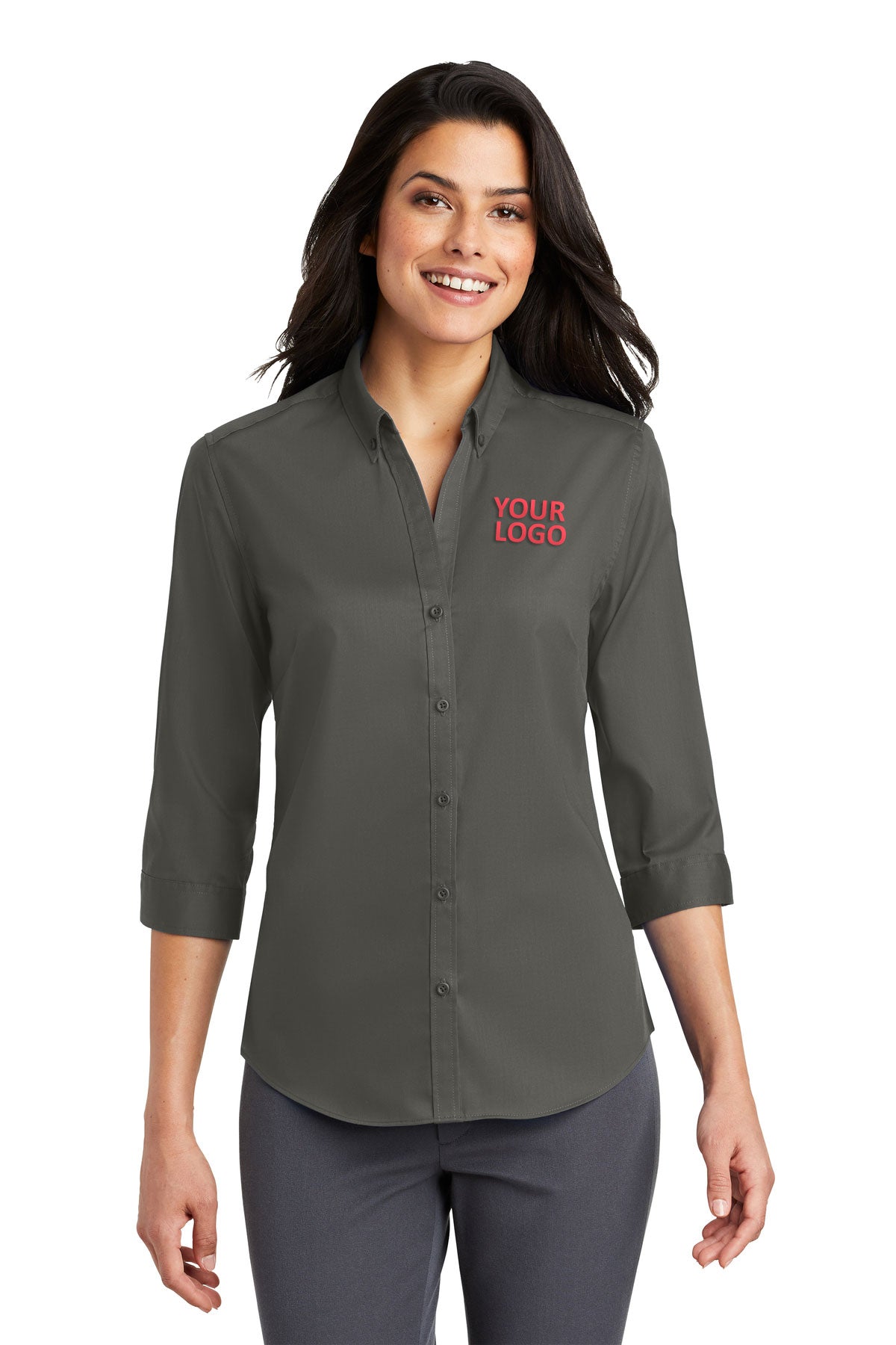 Port Authority Sterling Grey L665 work shirts with logo