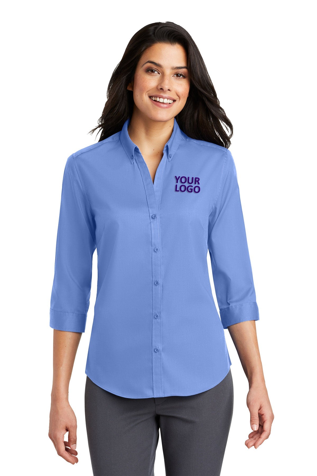 Port Authority Ultramarine Blue L665 custom logo shirts