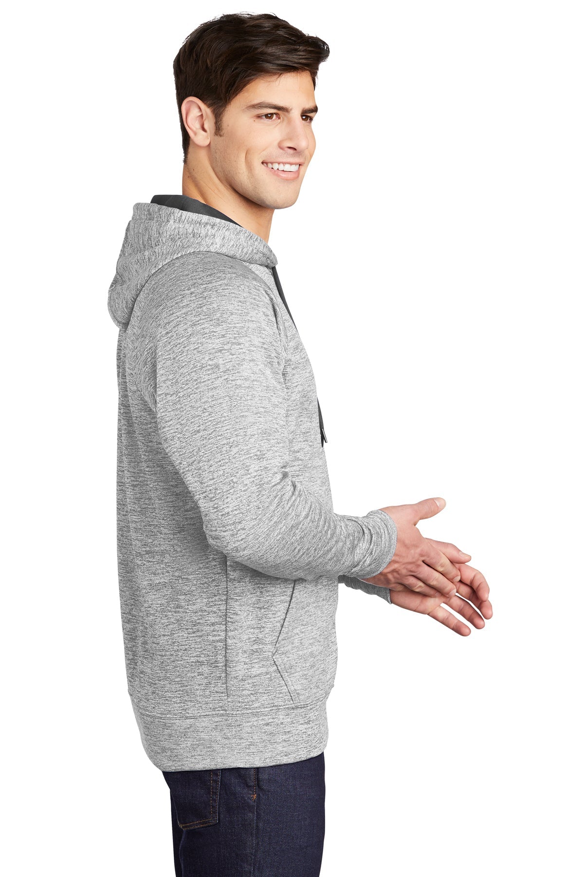 Sport-Tek PosiCharge Electric Heather Customized Fleece Hooded Pullovers, Silver Electric