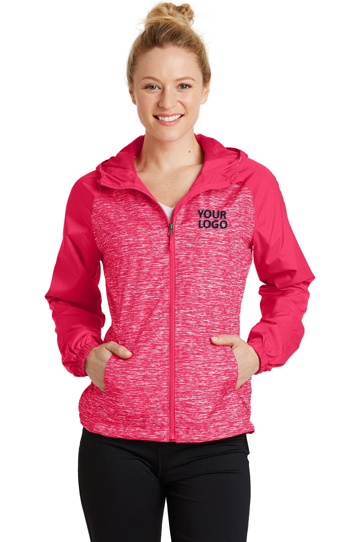 Sport-Tek Pink Raspberry Heather/ Pink Raspberry LST40 company logo jackets