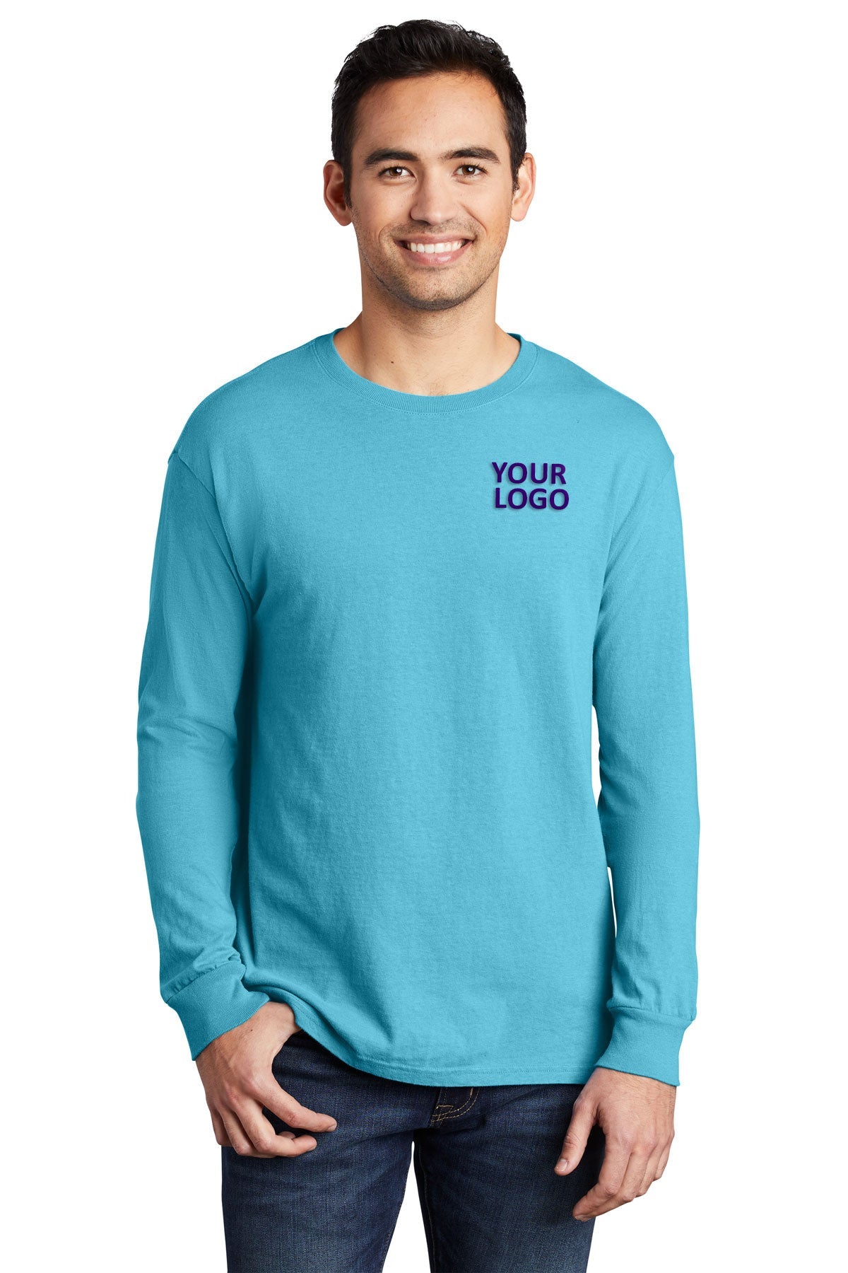 Port & Company Pigment-Dyed Customized Long Sleeve Tee's, Tidal Wave