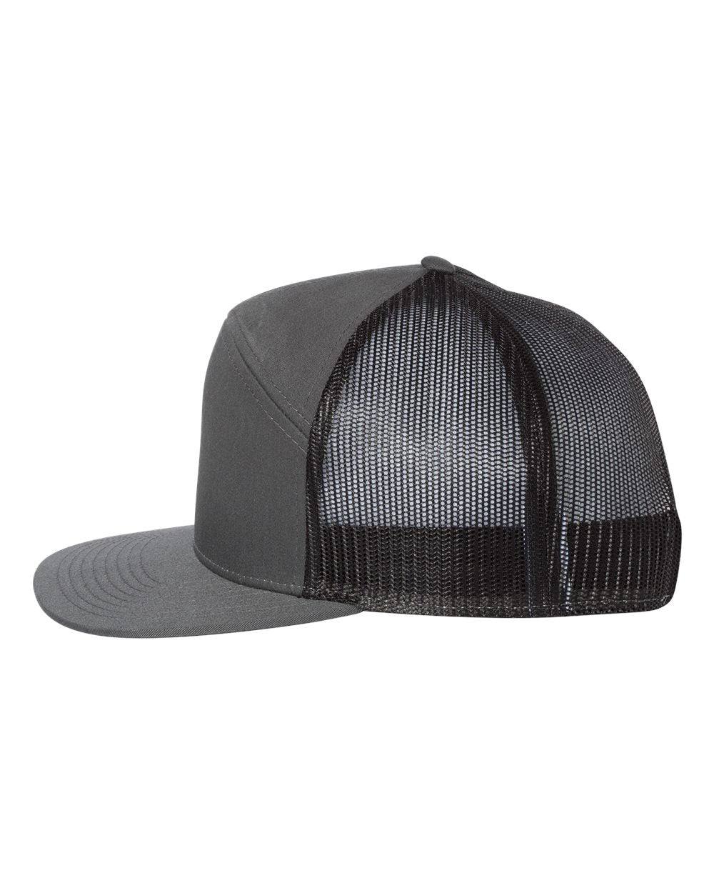 Richardson Seven-Panel Customized Trucker Caps, Charcoal Black