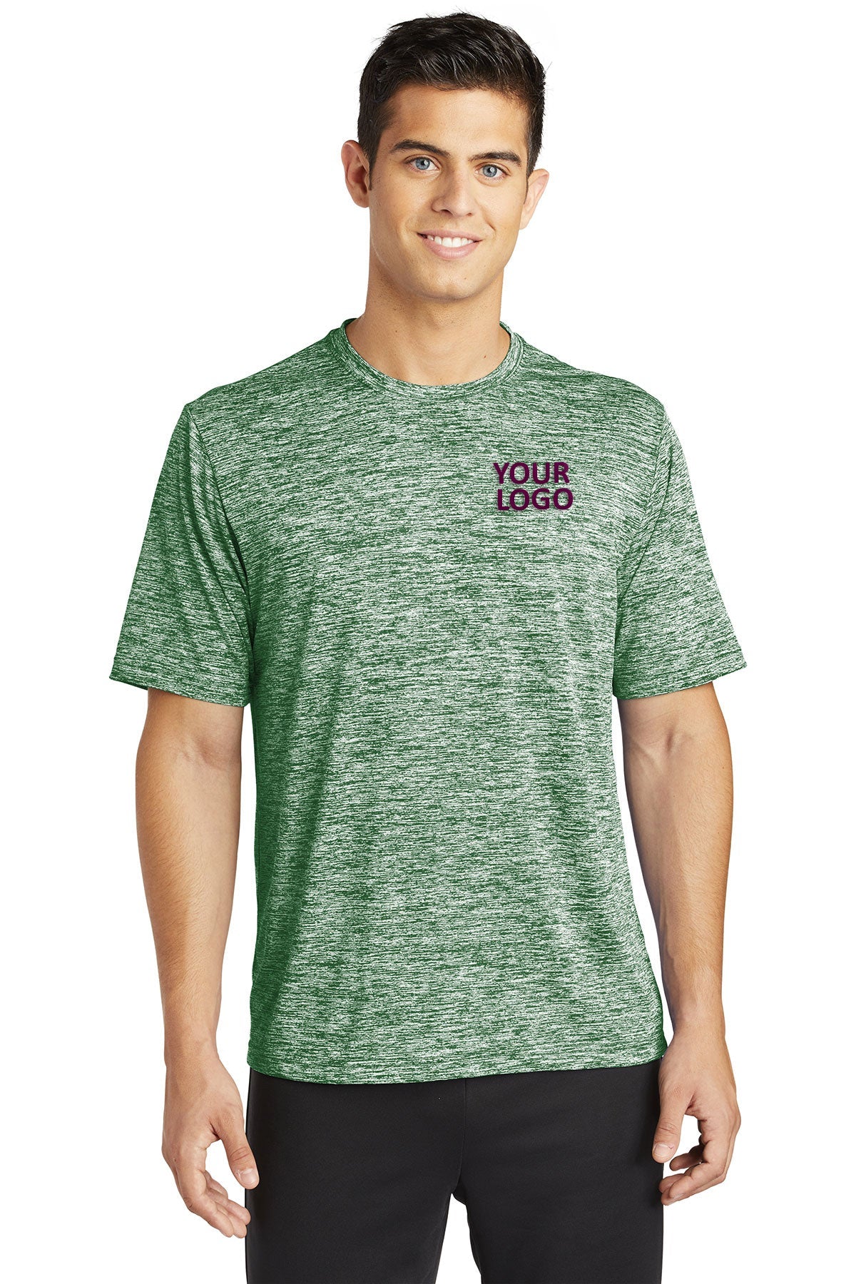 Sport-Tek PosiCharge Custom Electric Heather Tee's, Forest Green Electric