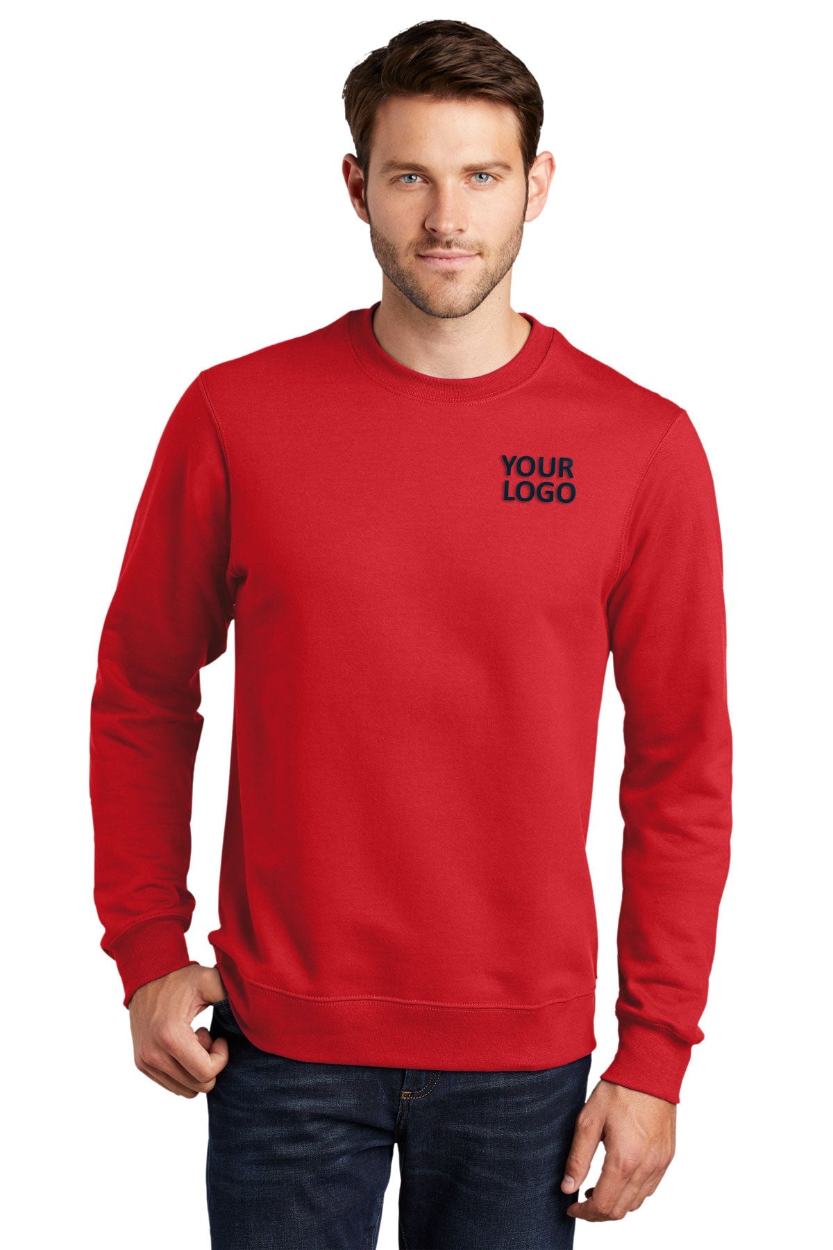 port & company bright red pc850 custom dri fit sweatshirts