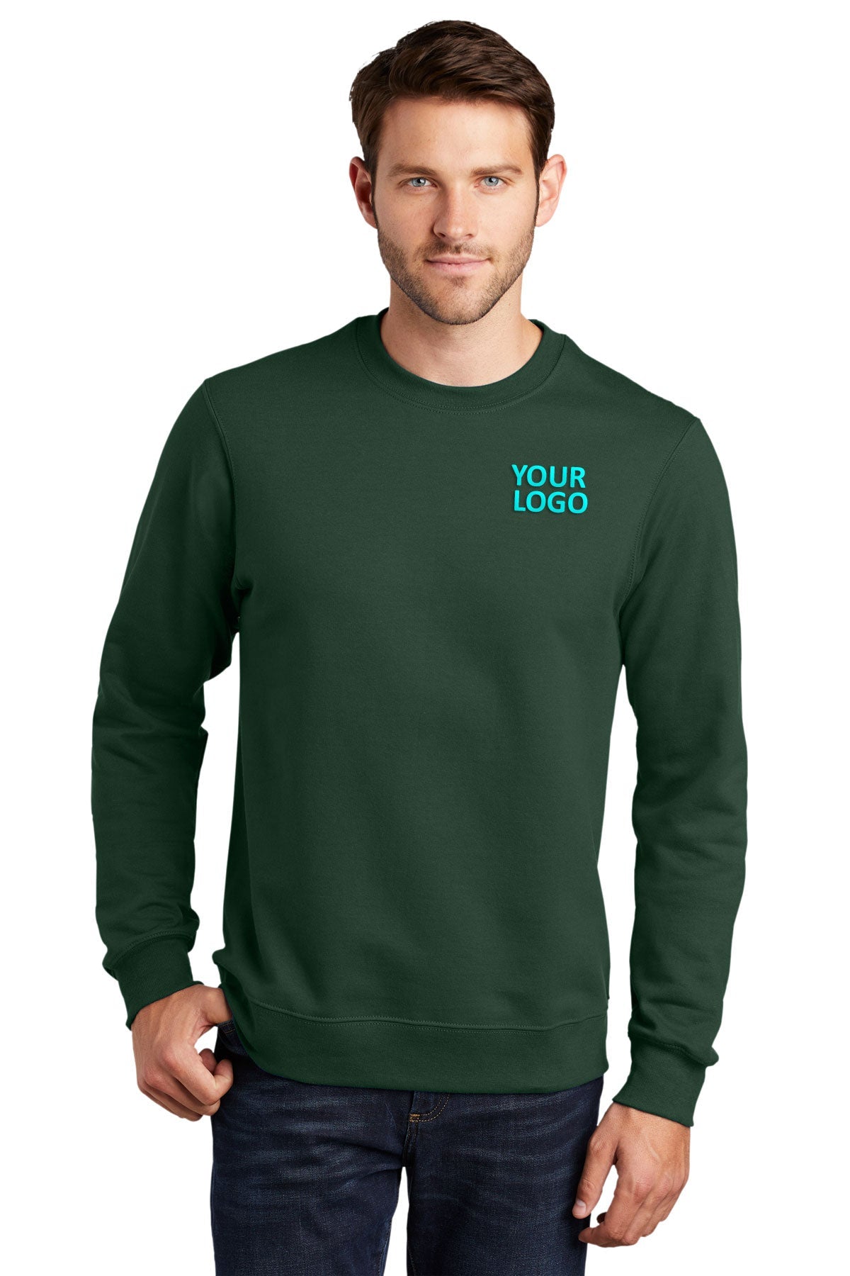 Port & Company Fan Favorite Fleece Customized Sweatshirts, Forest Green