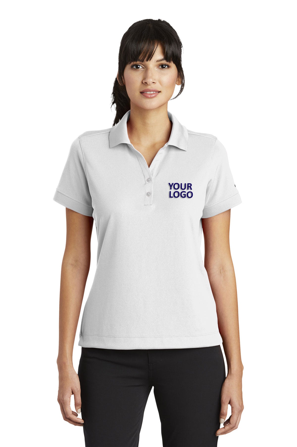 nike white 286772 polo shirts with embroidered custom logo