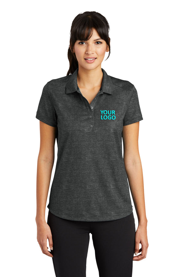 Branded Nike Ladies Dri-FIT Crosshatch Polo Anthracite/ Black