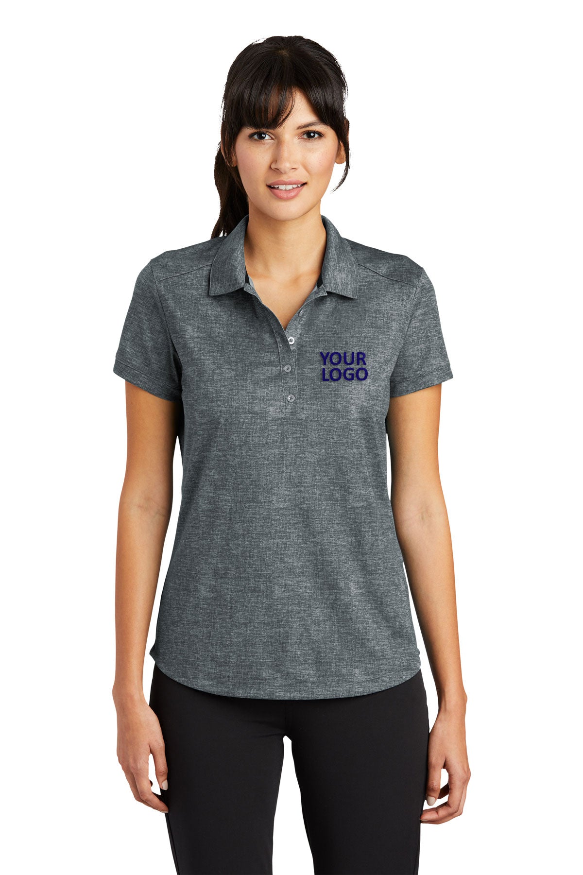 Nike Ladies Dri-FIT Crosshatch Customized Polos, Cool Grey/ Anthracite