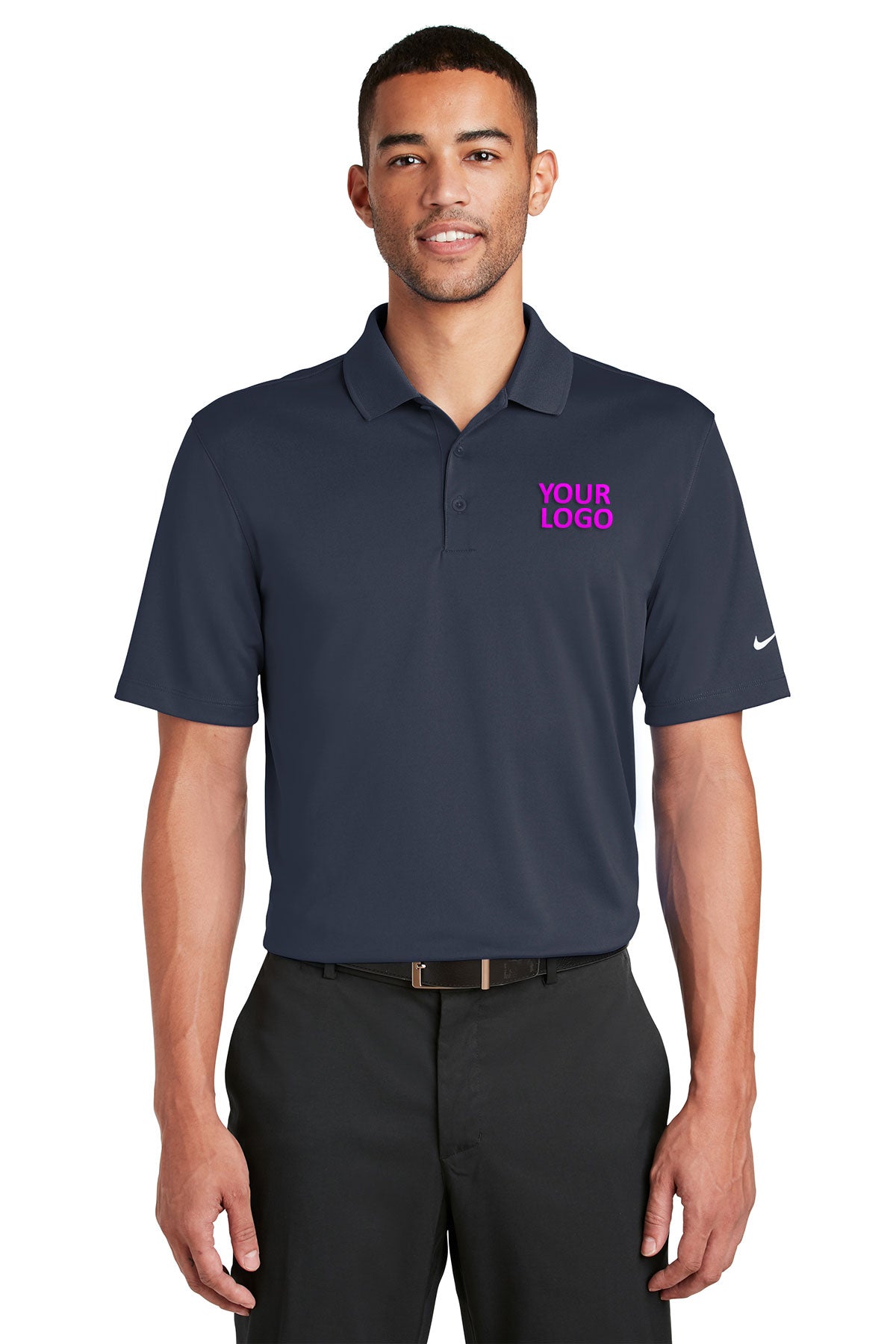 Nike Dri-FIT Players Custom Polos with Flat Knit Collar, Navy