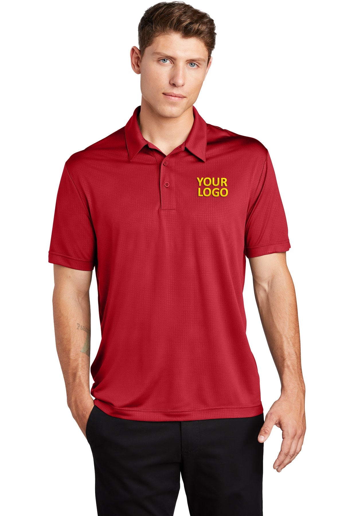 Sport-Tek Deep Red ST630 corporate logo polo shirts