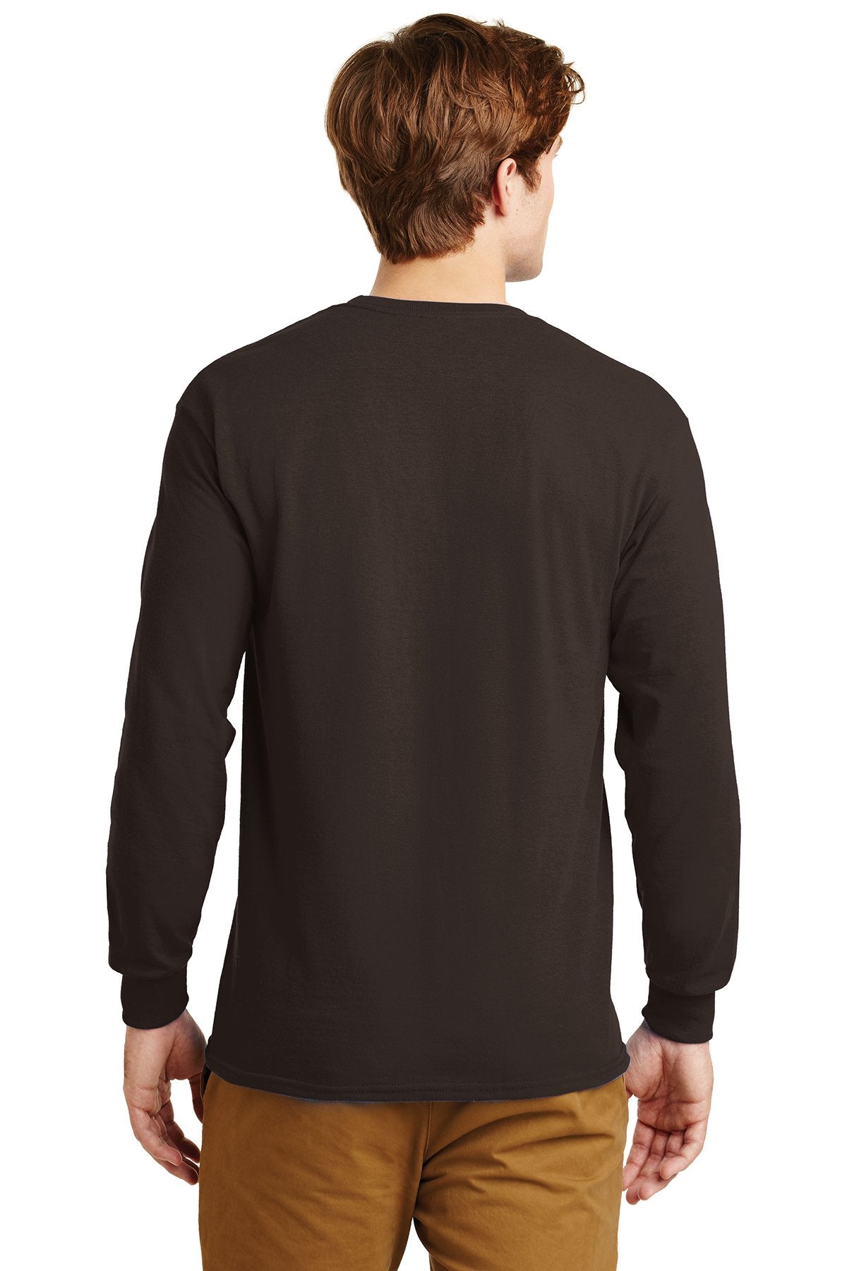 gildan ultra cotton long sleeve t shirt g2400 dark chocolate