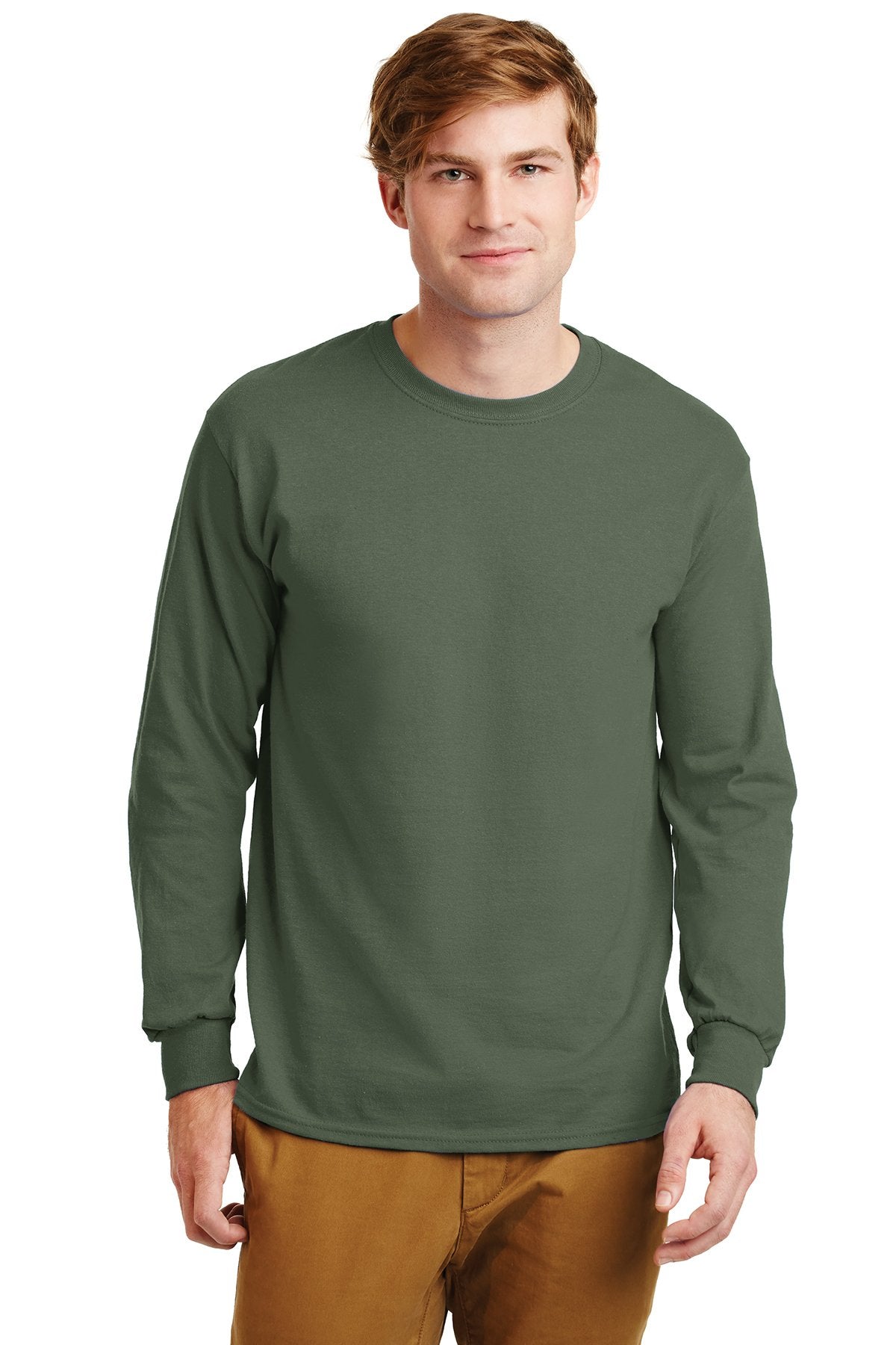gildan ultra cotton long sleeve t shirt g2400 military green
