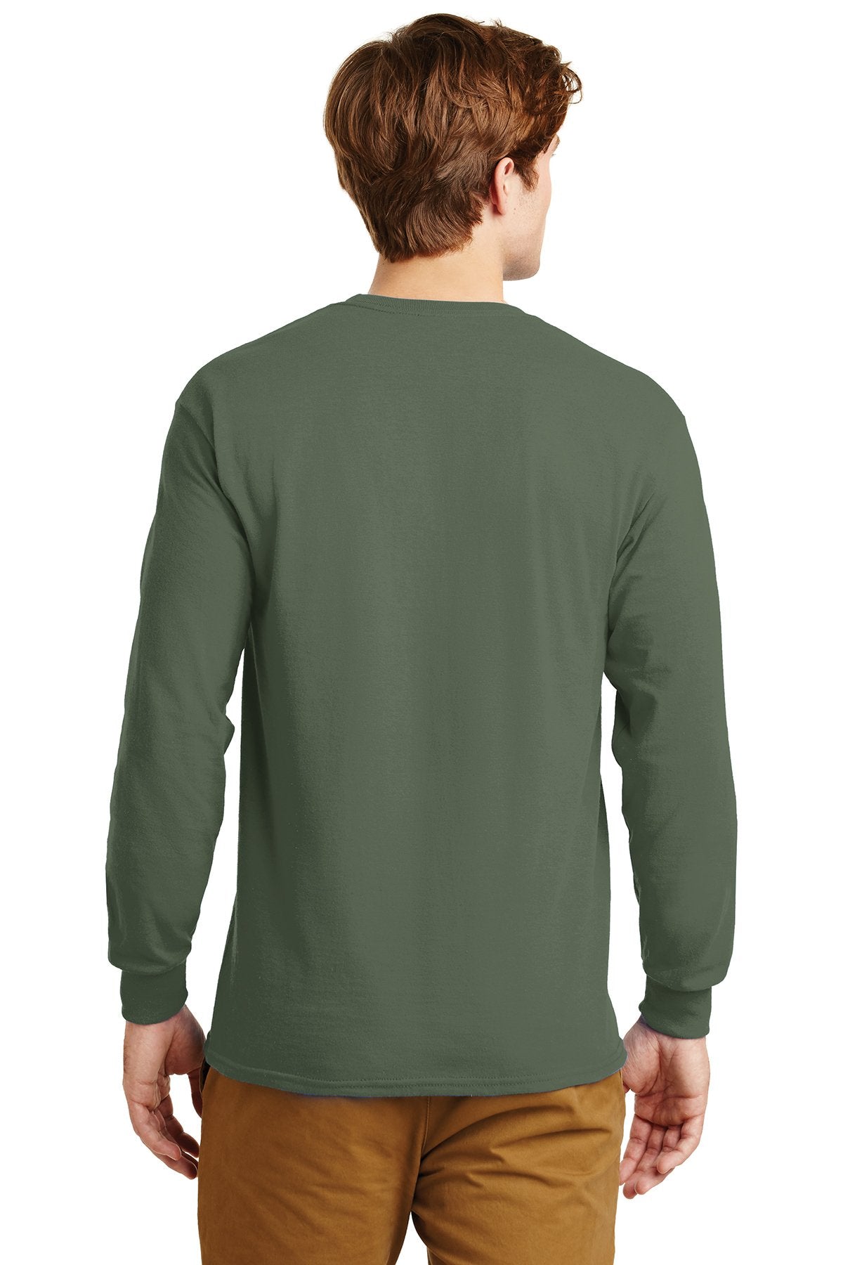 gildan ultra cotton long sleeve t shirt g2400 military green