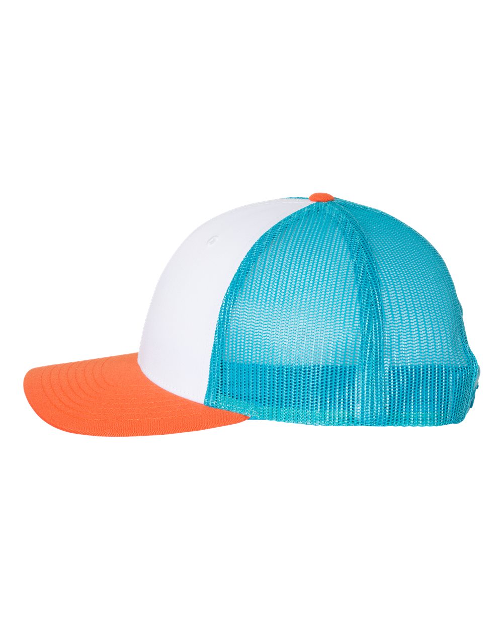 Richardson Low Pro Branded Trucker Caps, White Blue Hawaiin Pale Orange