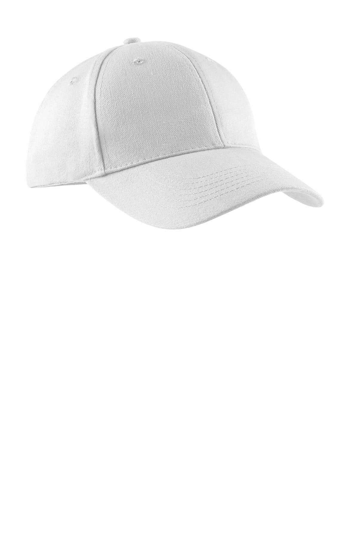 Port & Company Brushed Twill Branded Caps, White