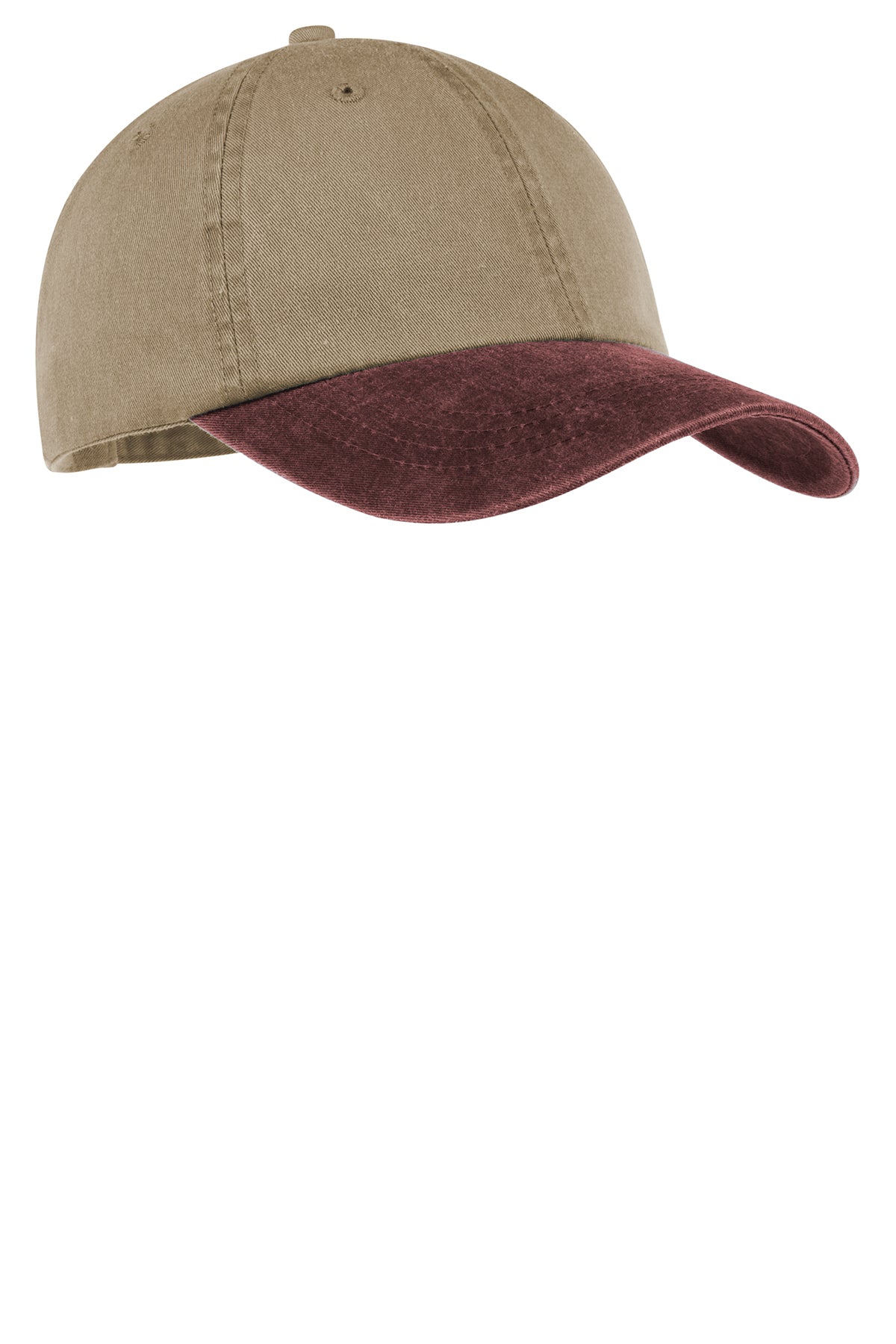 Port & Company Pigment Dyed Customized Caps, Khaki/Maroon