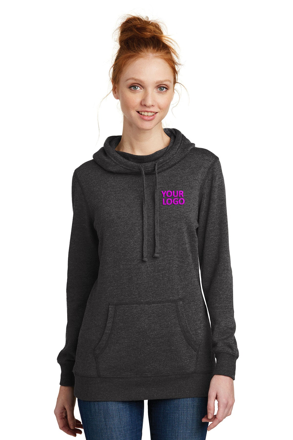 district made heathered black dm493 custom logo sweatshirts