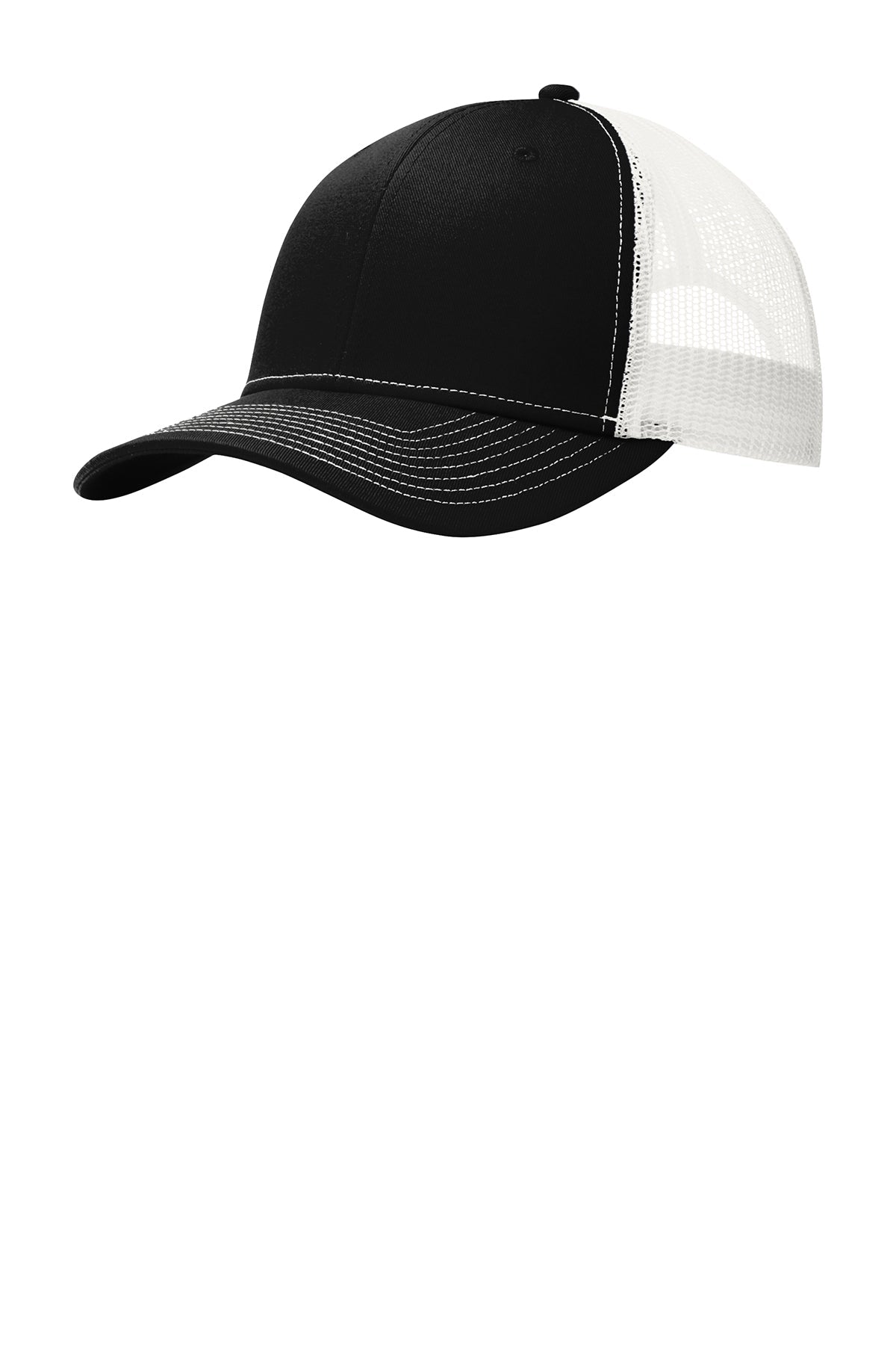 Port Authority Snapback Trucker Branded Caps, Black/ White