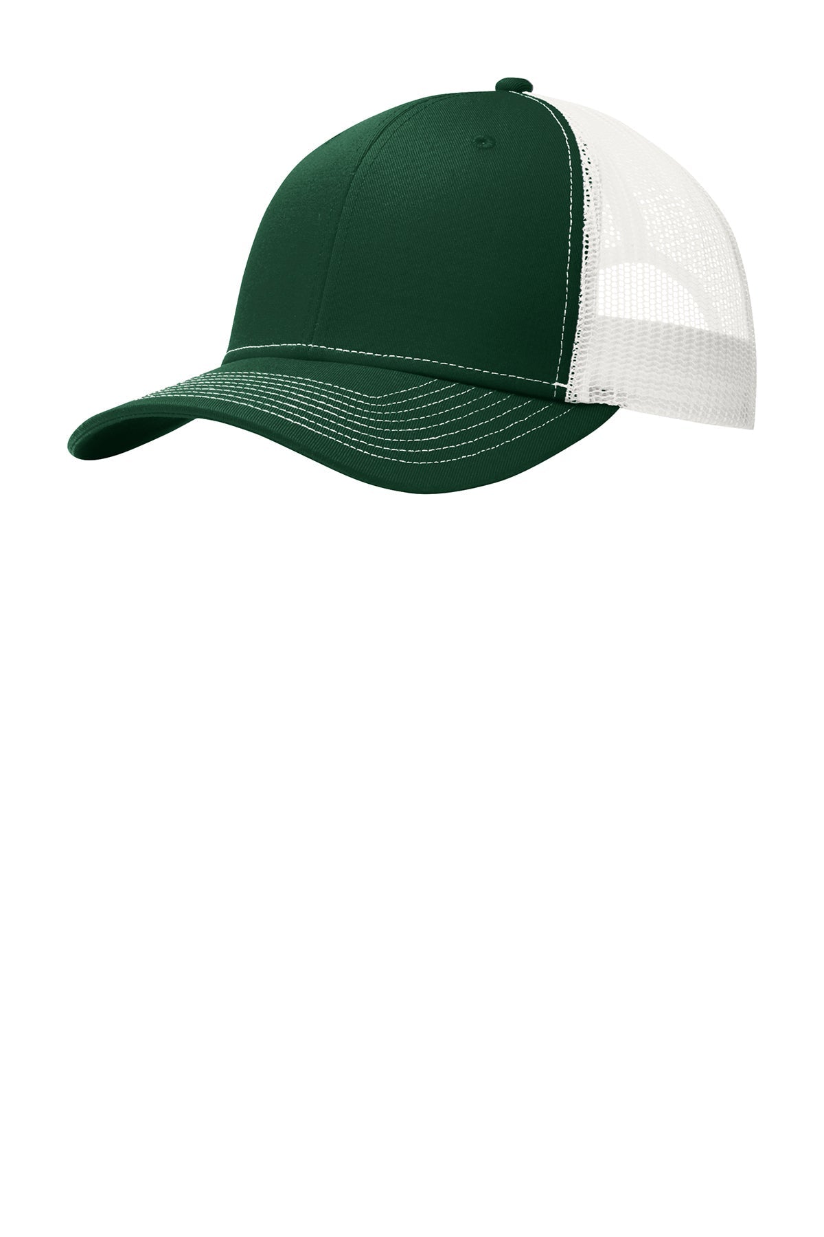 Port Authority Snapback Trucker Branded Caps, Dark Green/ White