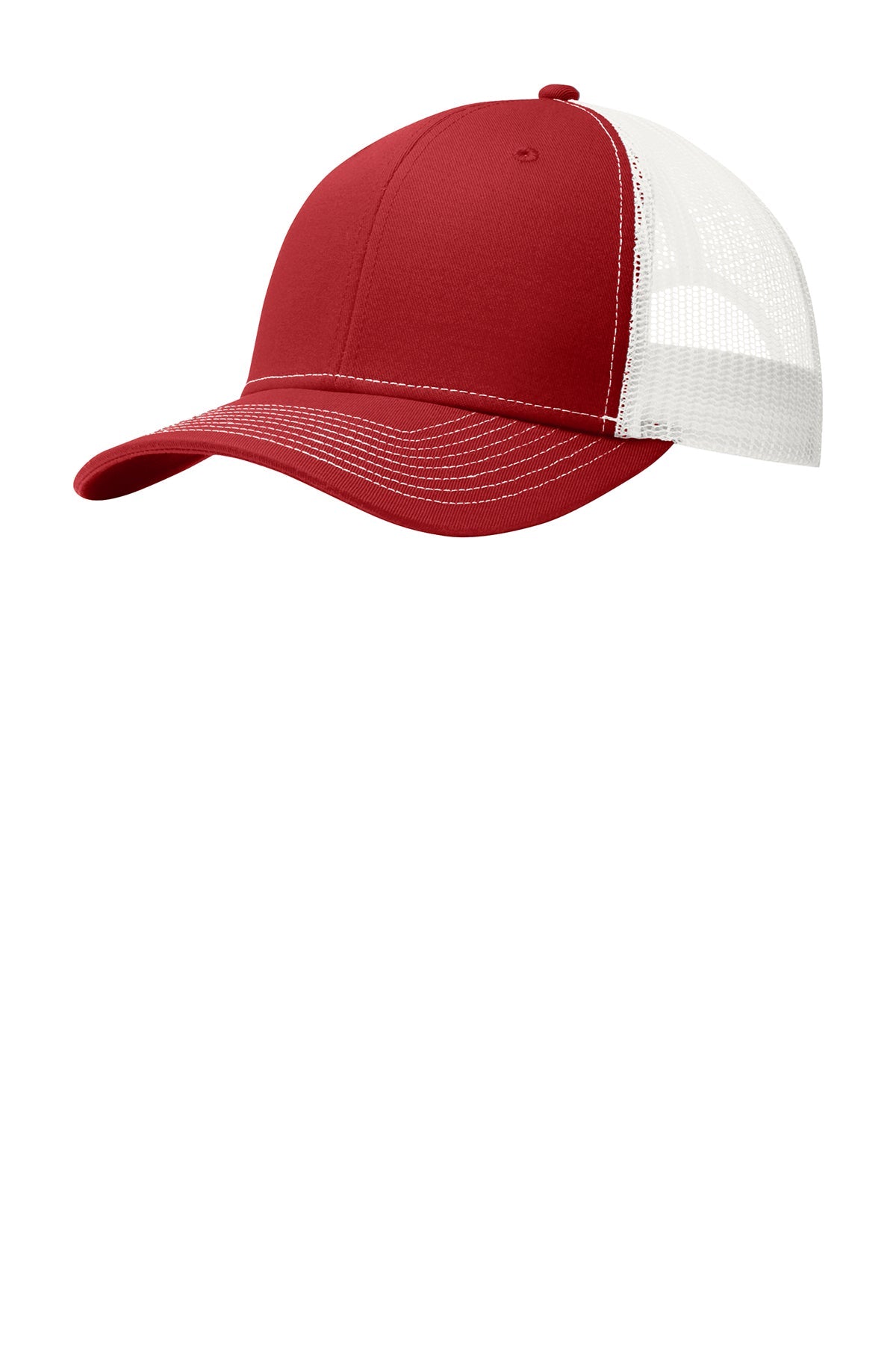 Port Authority Snapback Trucker Branded Caps, Flame Red/ White
