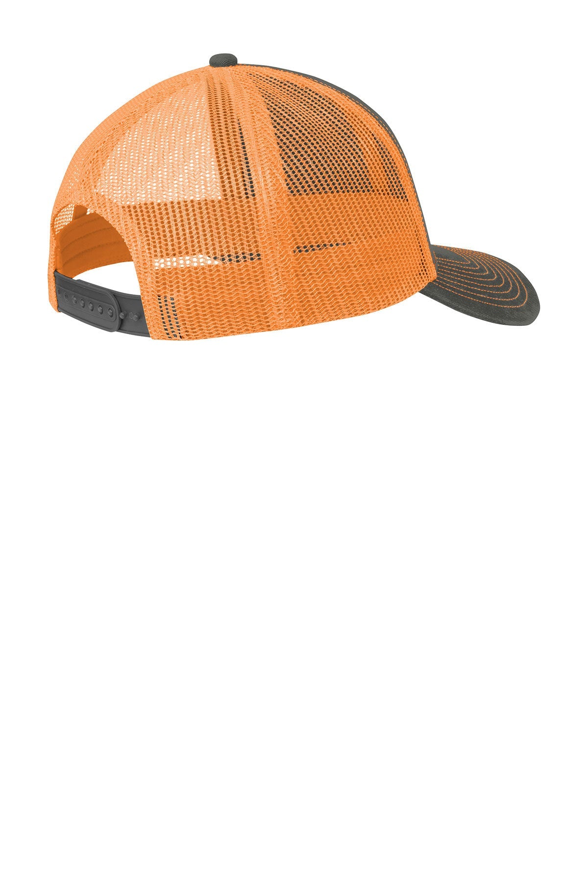 Port Authority Snapback Trucker Branded Caps, Grey Steel/ Neon Orange