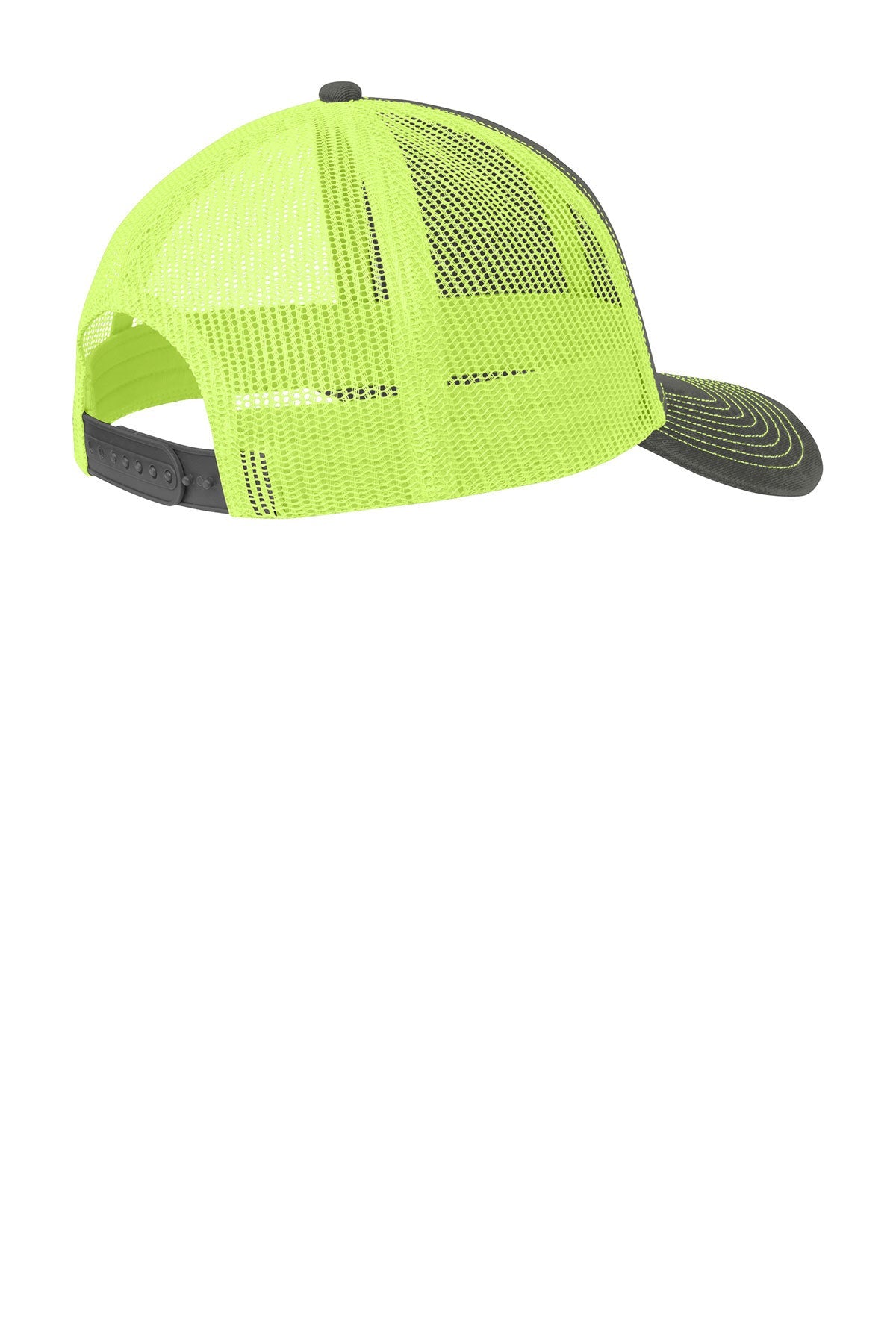 Port Authority Snapback Trucker Branded Caps, Grey Steel/ Neon Yellow