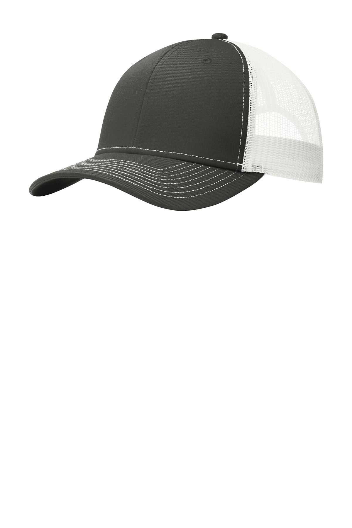 Port Authority Snapback Trucker Branded Caps, Grey Steel/ White
