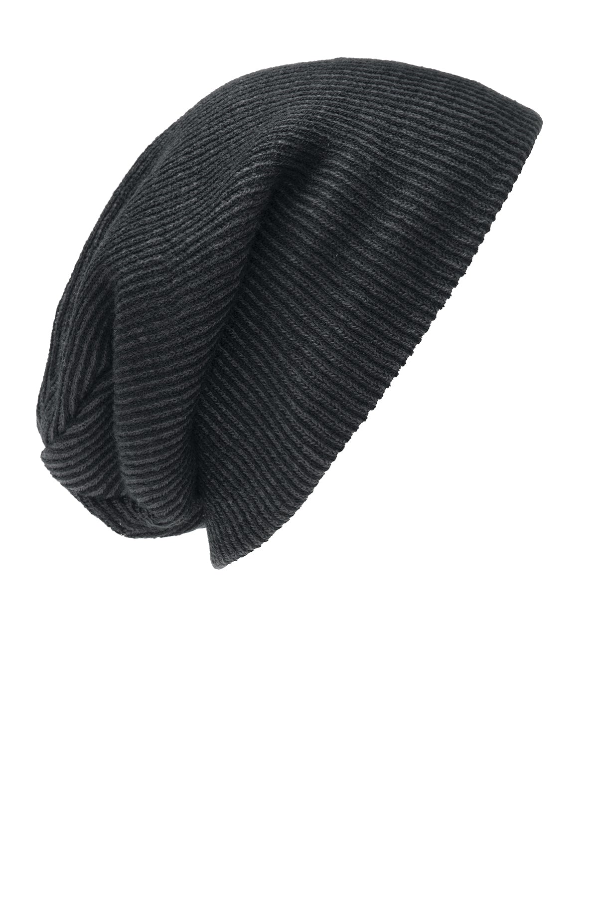 Port Authority Rib Knit Slouch Custom Beanies, Black/ Iron Grey