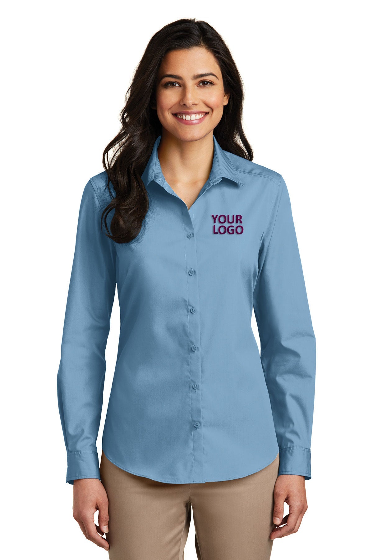 Port Authority Carolina Blue LW100 company logo shirts