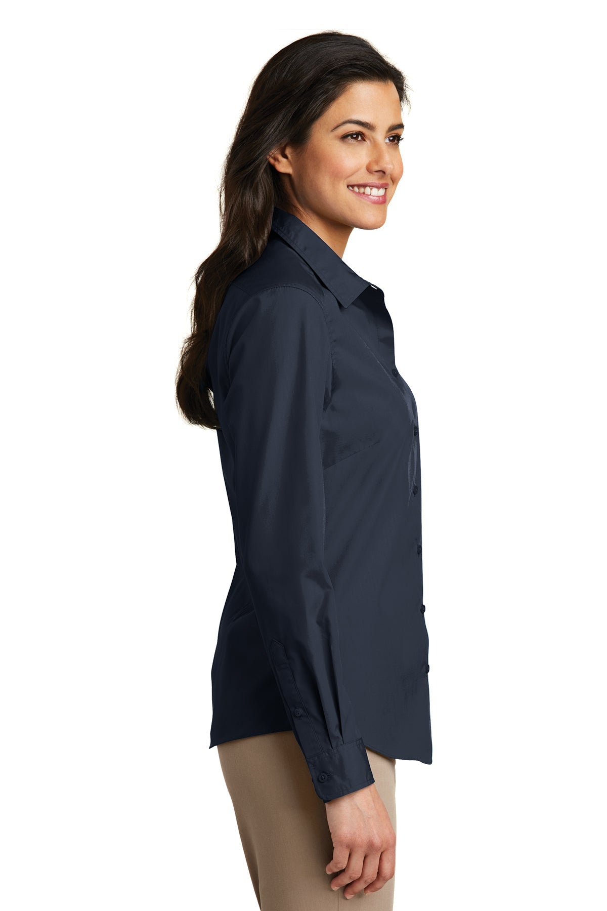Port Authority Ladies Carefree Poplin Customized Shirts, River Blue Navy