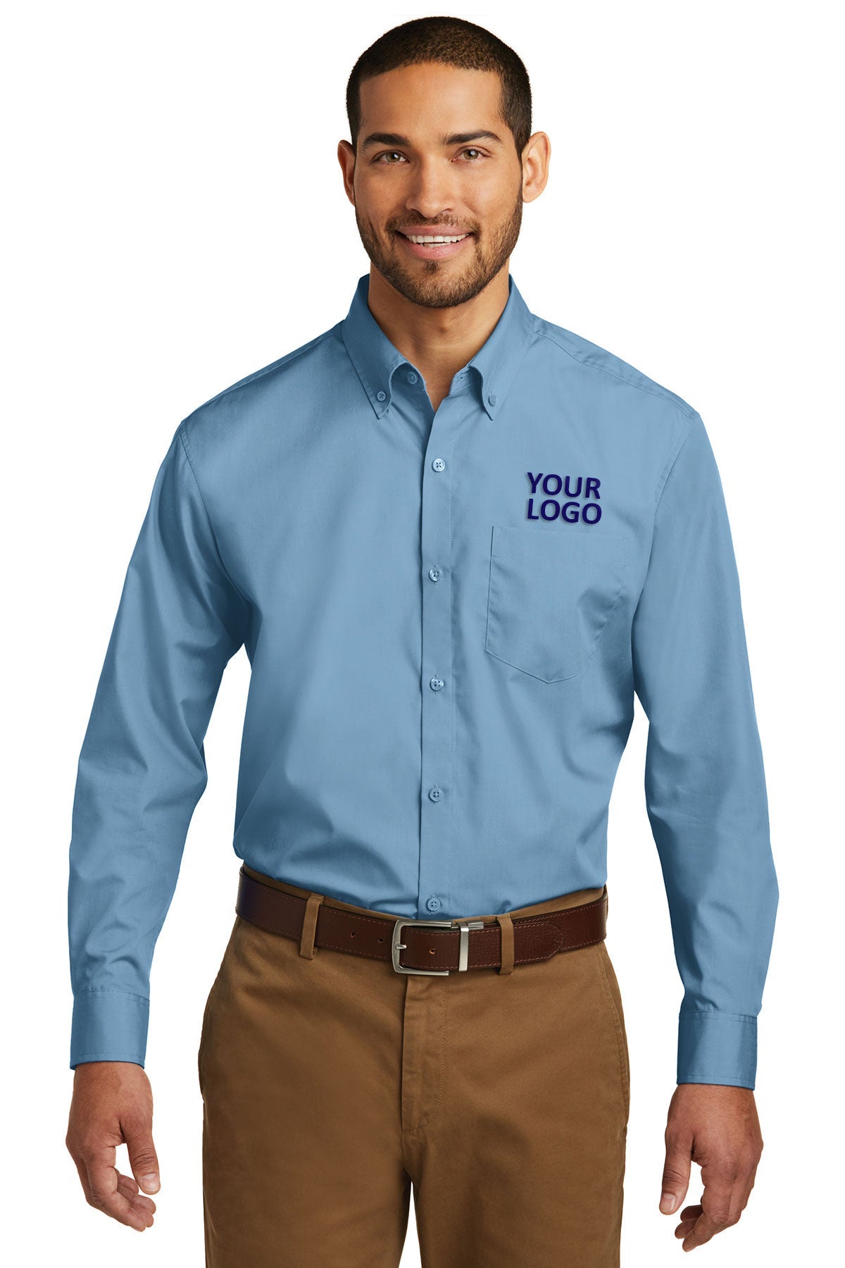 Port Authority Carolina Blue W100 logo shirts