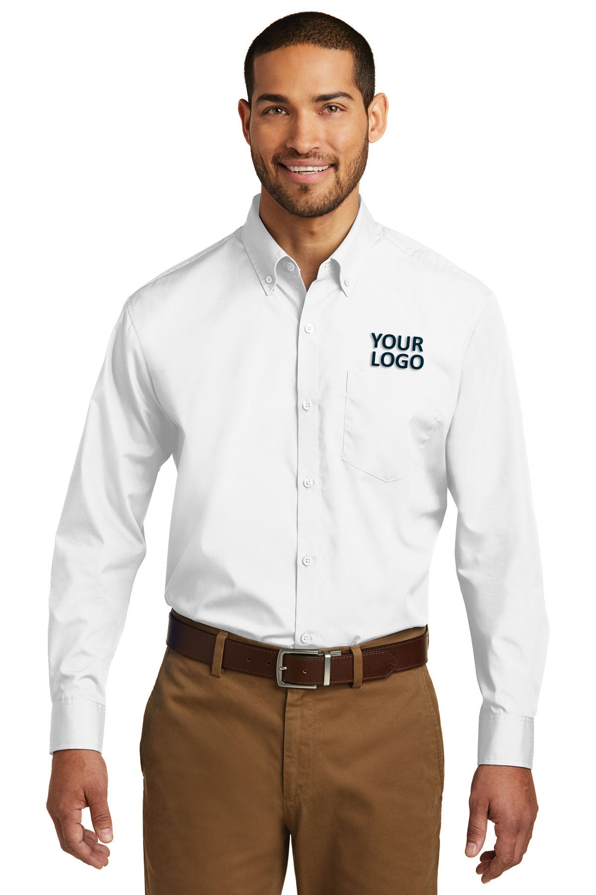 Port Authority White TW100 order embroidered polo shirts