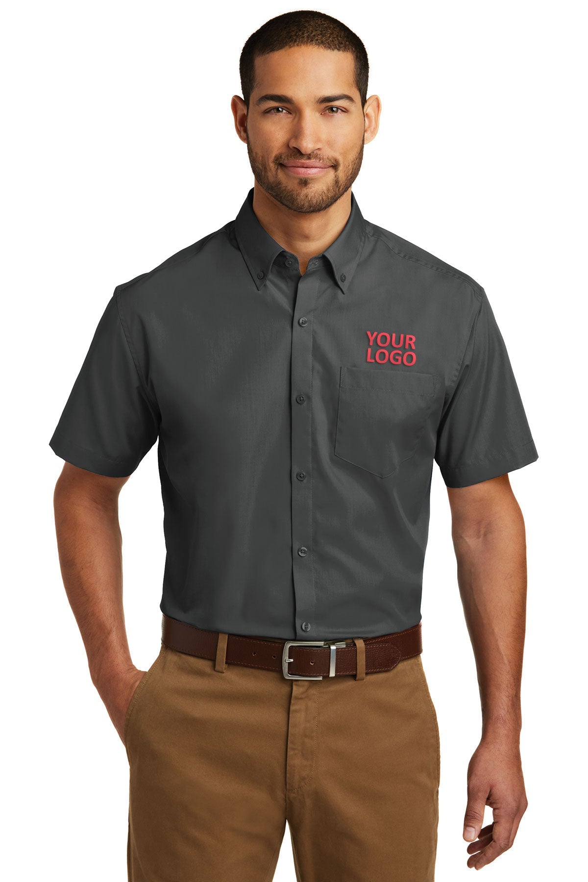Port Authority Graphite W101 work shirts with logo