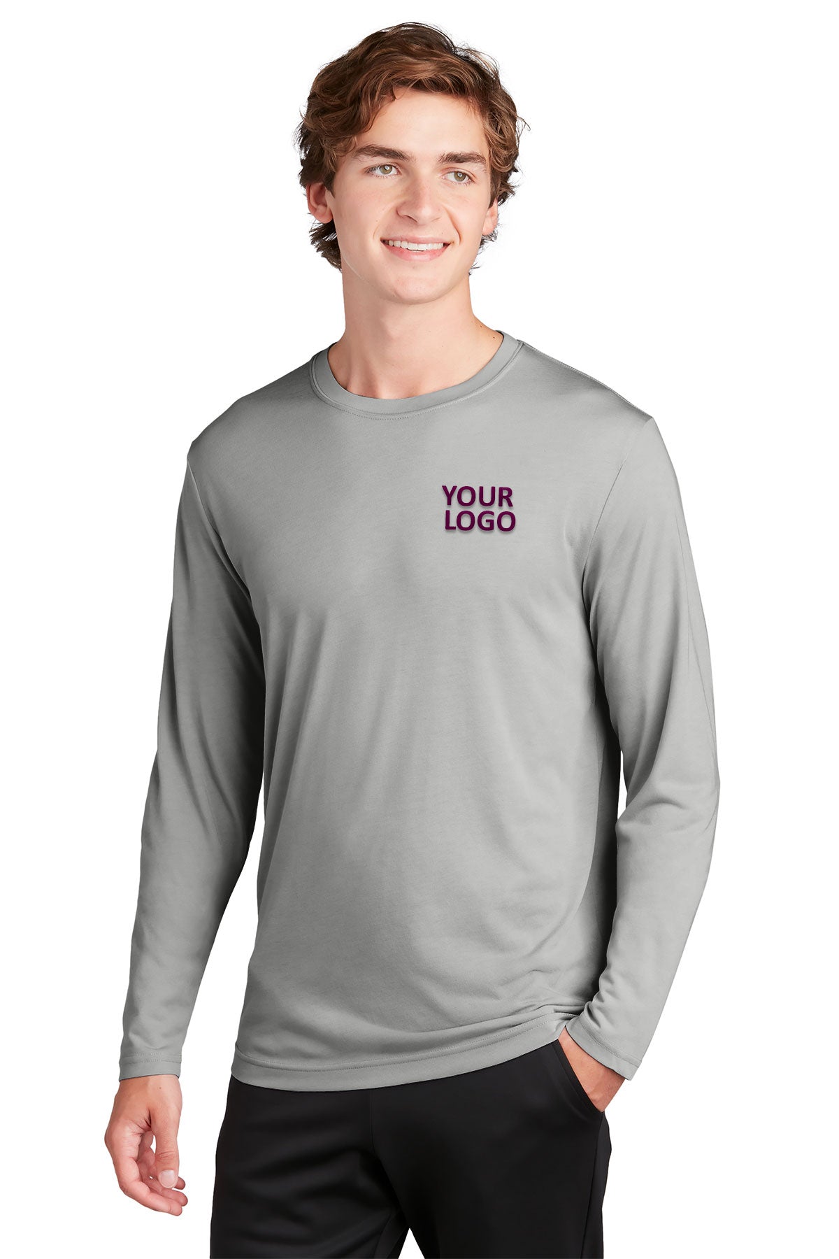 Sport-Tek Long Sleeve PosiCharge Competitor Custom Cotton Touch Tee's, Silver