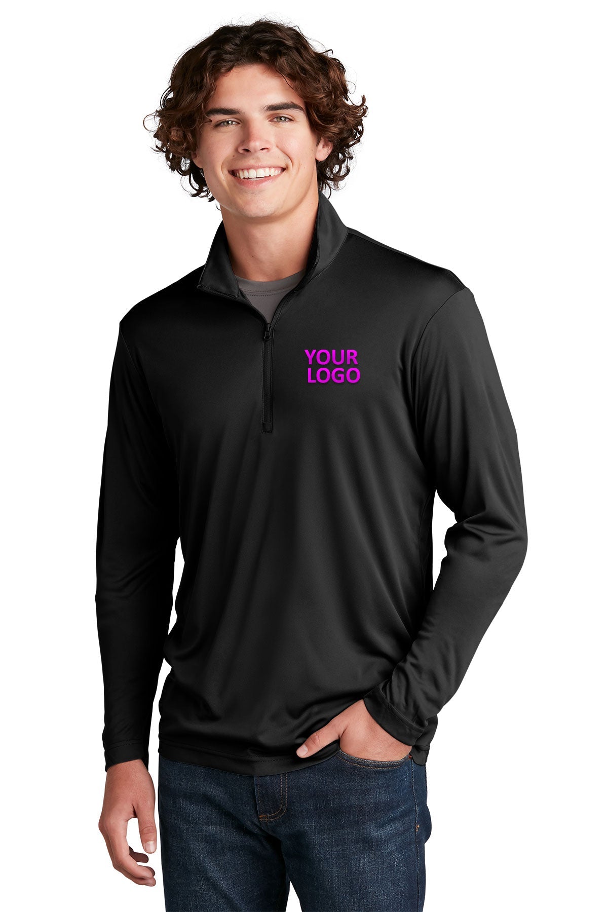 Sport-Tek Black ST357 custom sweatshirts for business