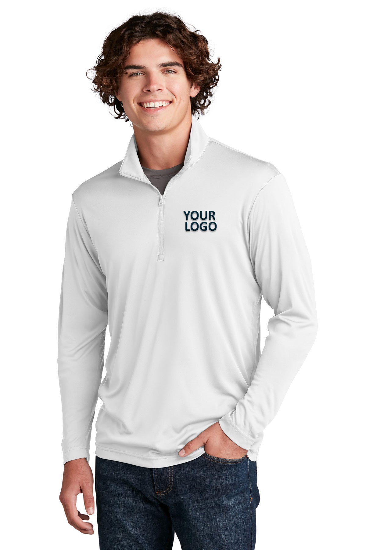 Sport-Tek PosiCharge Competitor Branded 1/4-Zip Pullovers, White