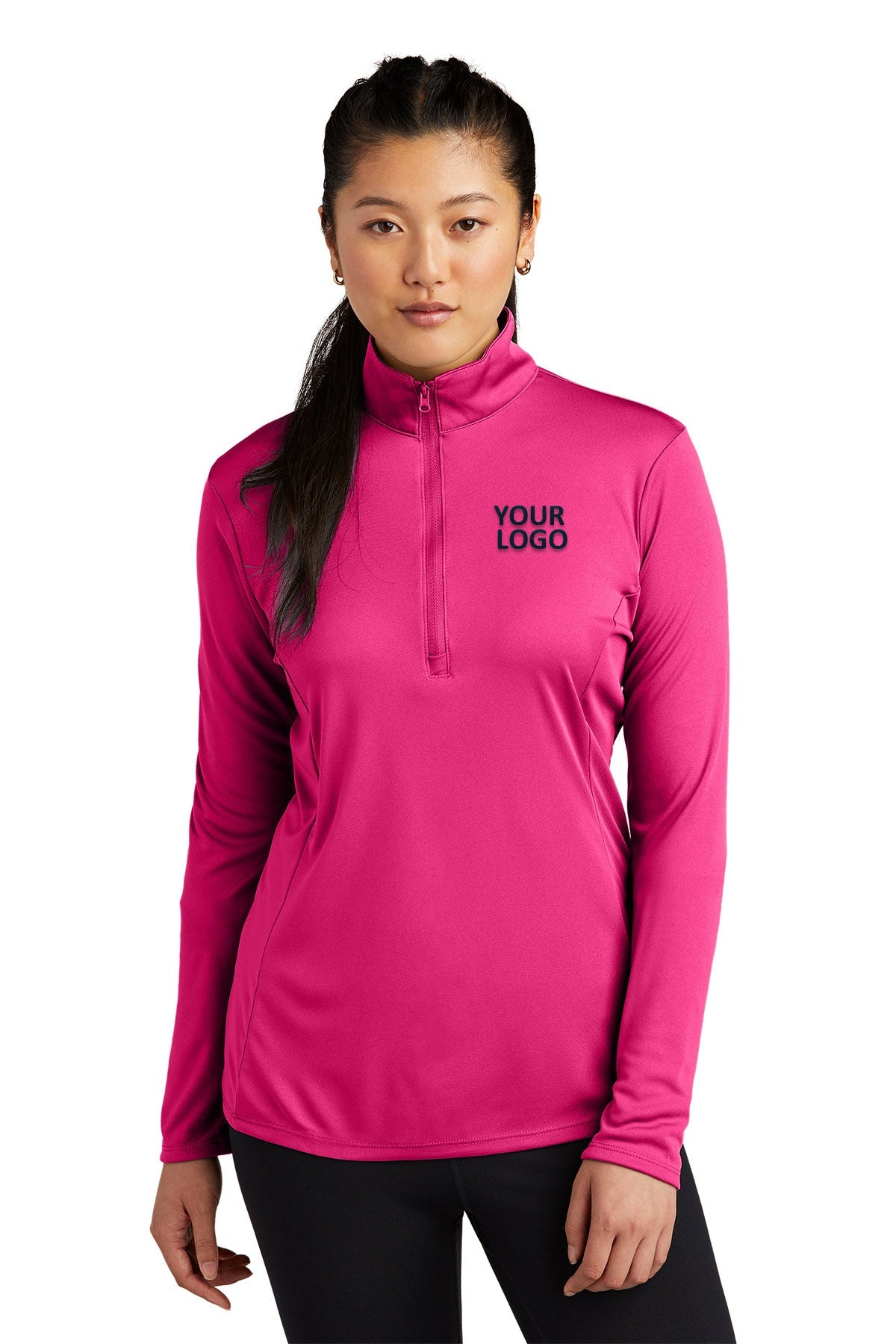 Sport-Tek Ladies PosiCharge Competitor Customized 1/4-Zip Pullovers, Pink Raspberry
