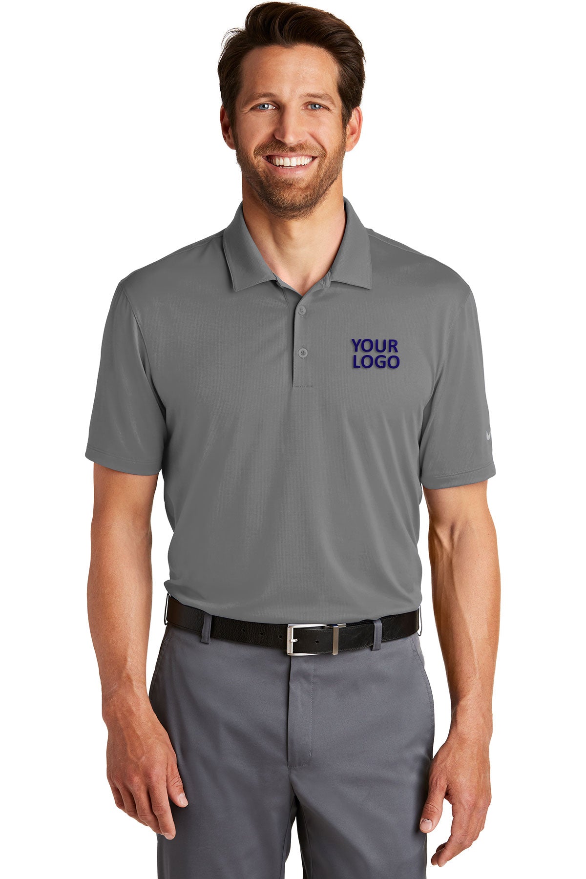 nike dark grey 883681 custom embroidered polo shirts