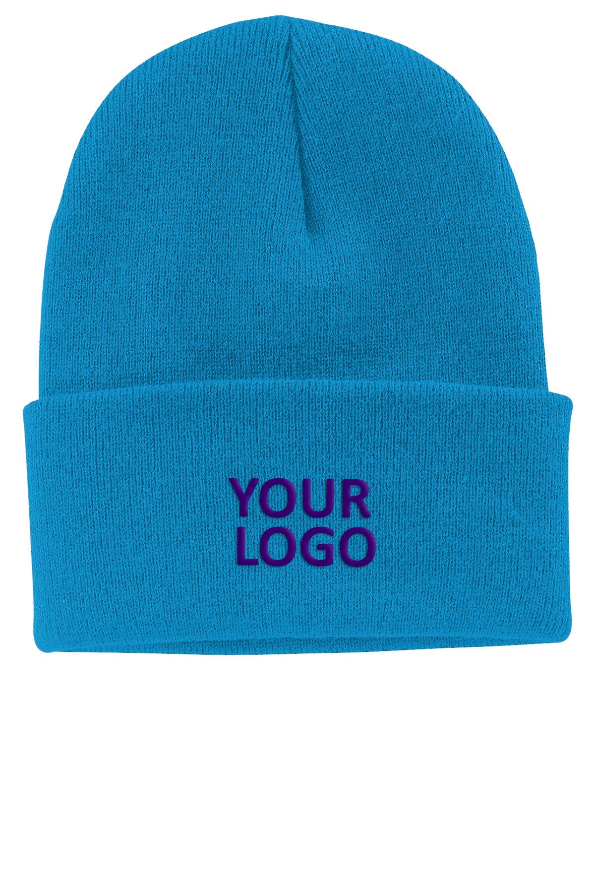 Port & Company Customized Knit Caps, Neon Blue