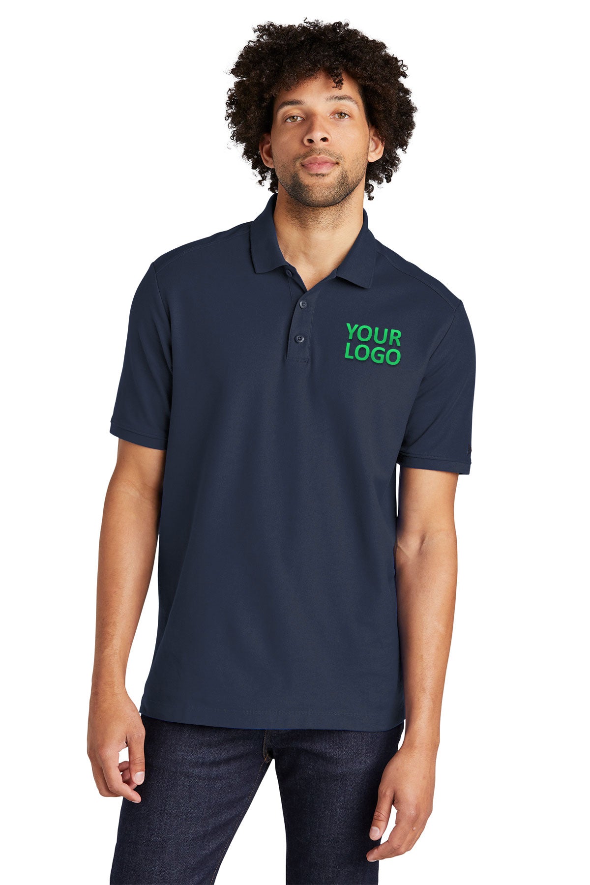 new era true navy nea300 polo shirts with logos