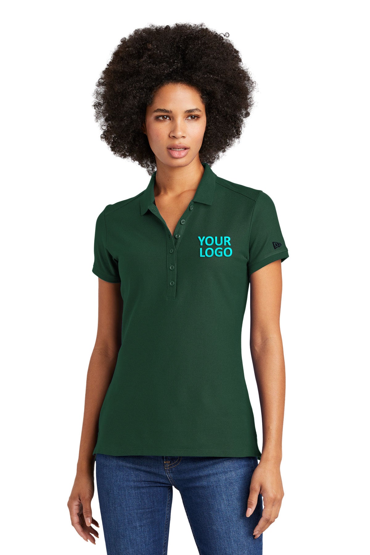 new era dark green lnea300 custom design polo shirts