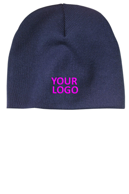 Port & Company Fleece Lined Branded Beanies, Navy