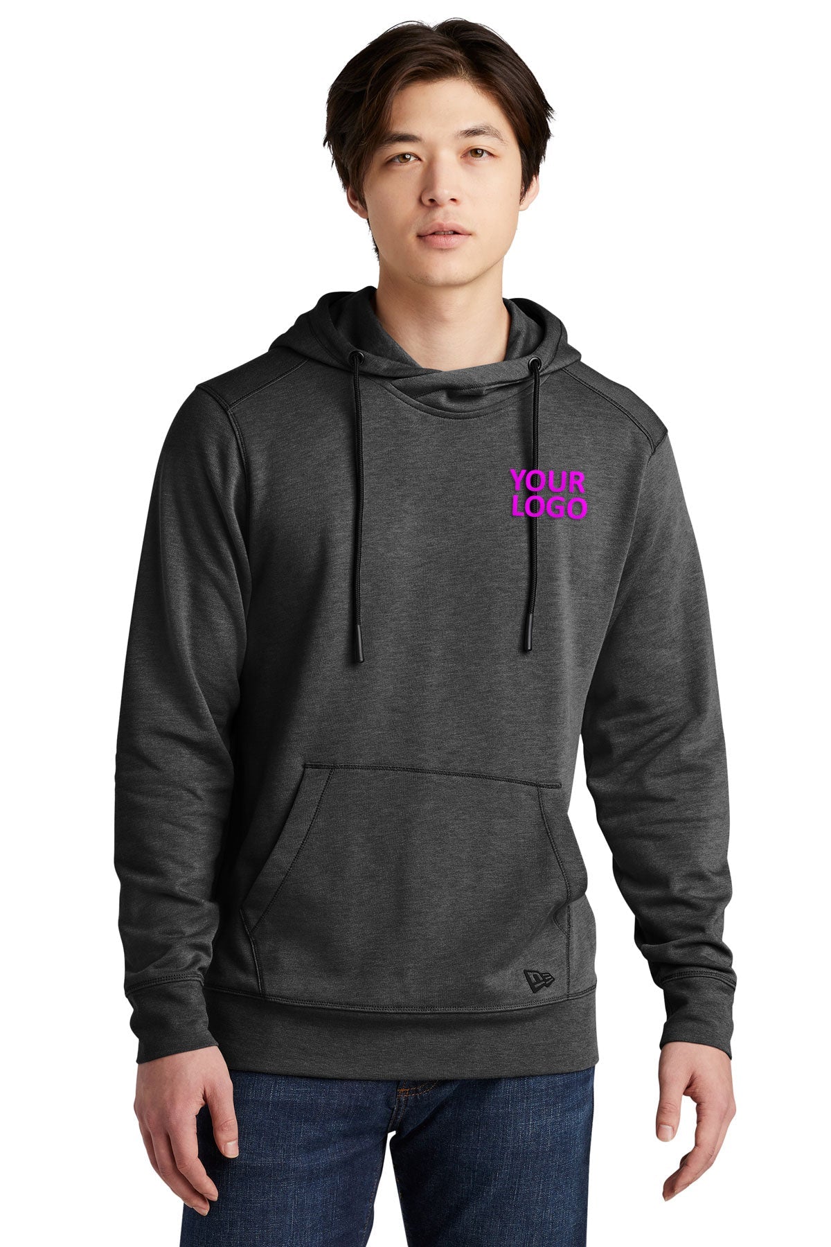 new era black heather nea510 business sweatshirts with logo