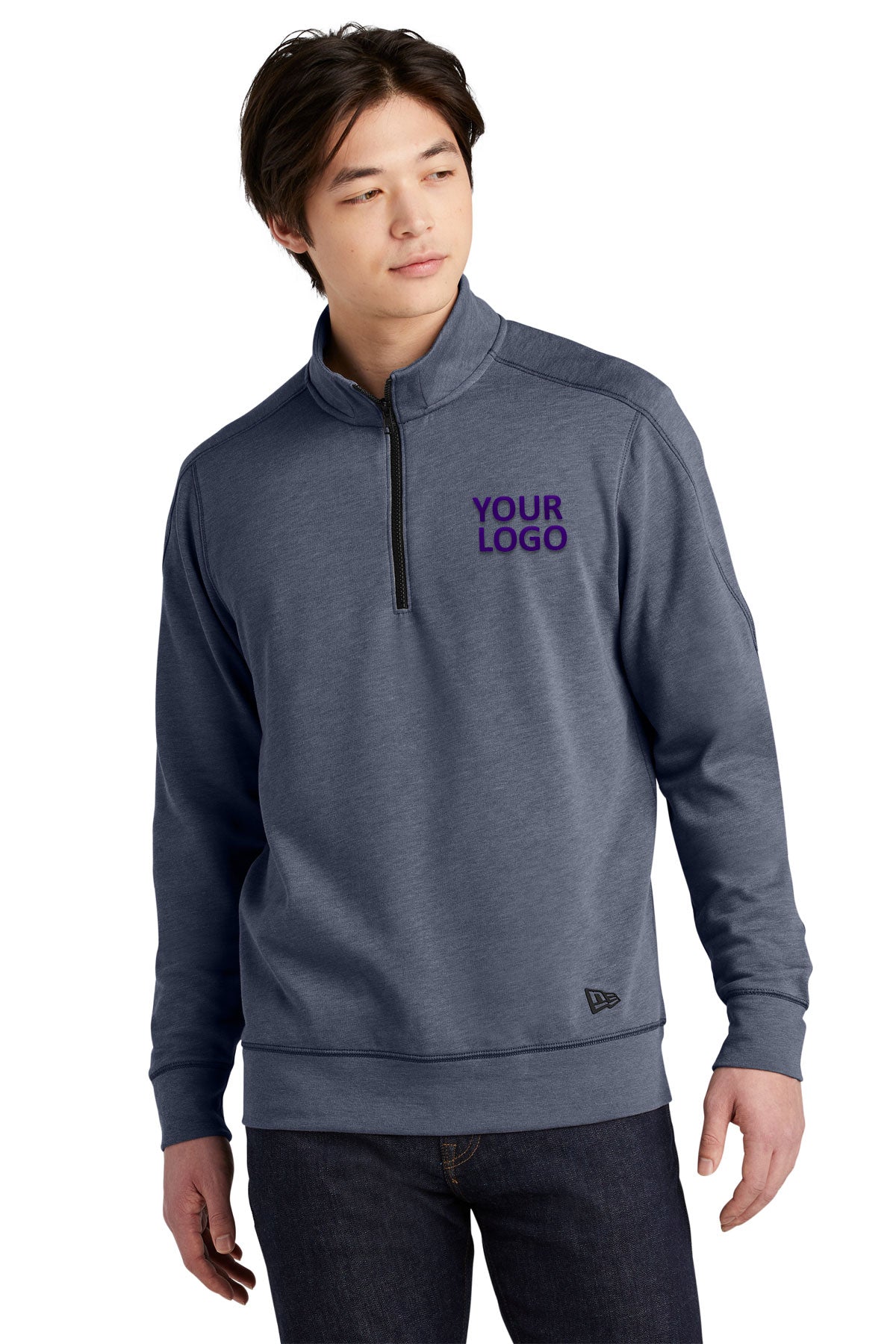 new era true navy heather nea512 business sweatshirts with logo