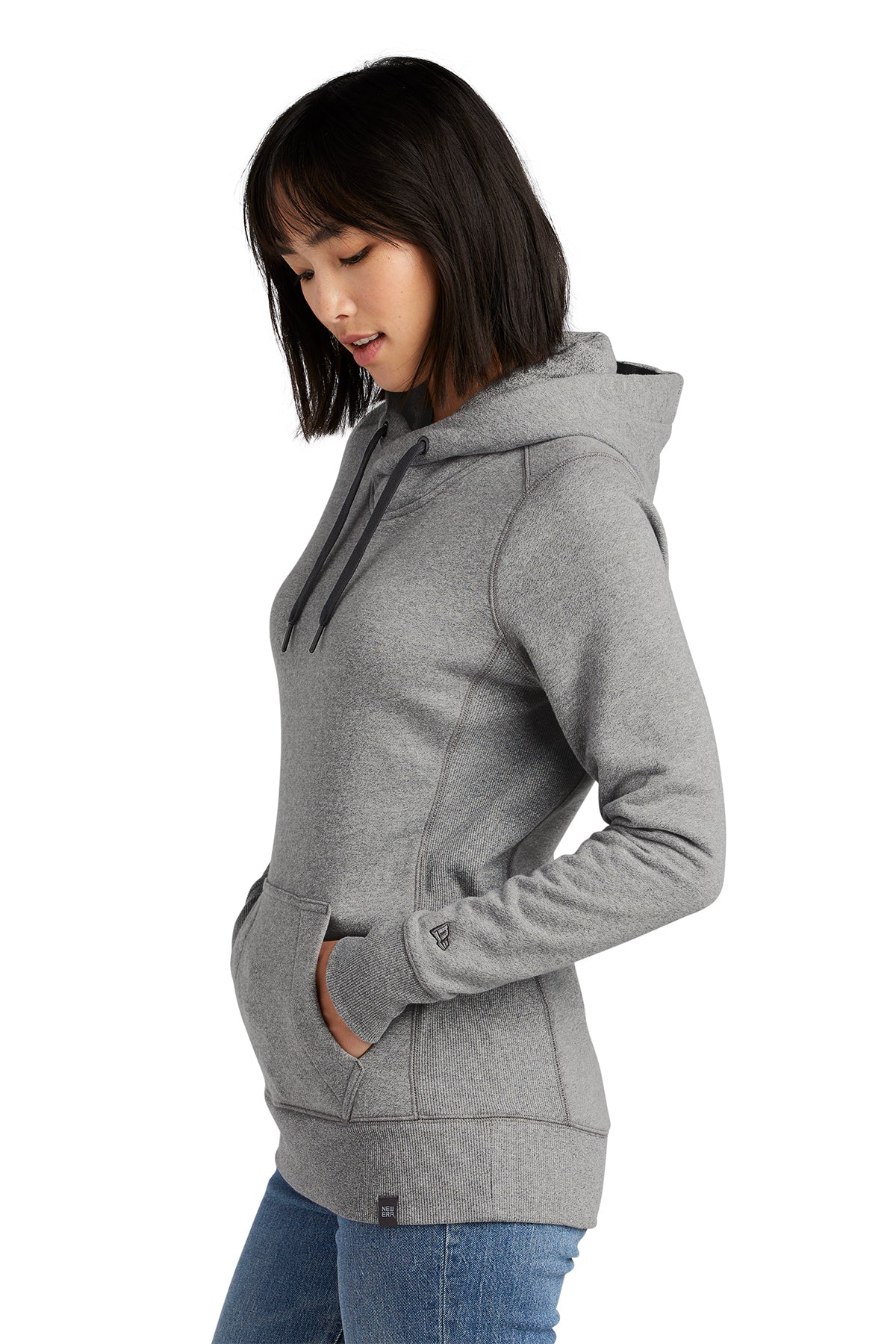 Custom New Era Ladies French Terry Pullover Hoodie Light Graphite